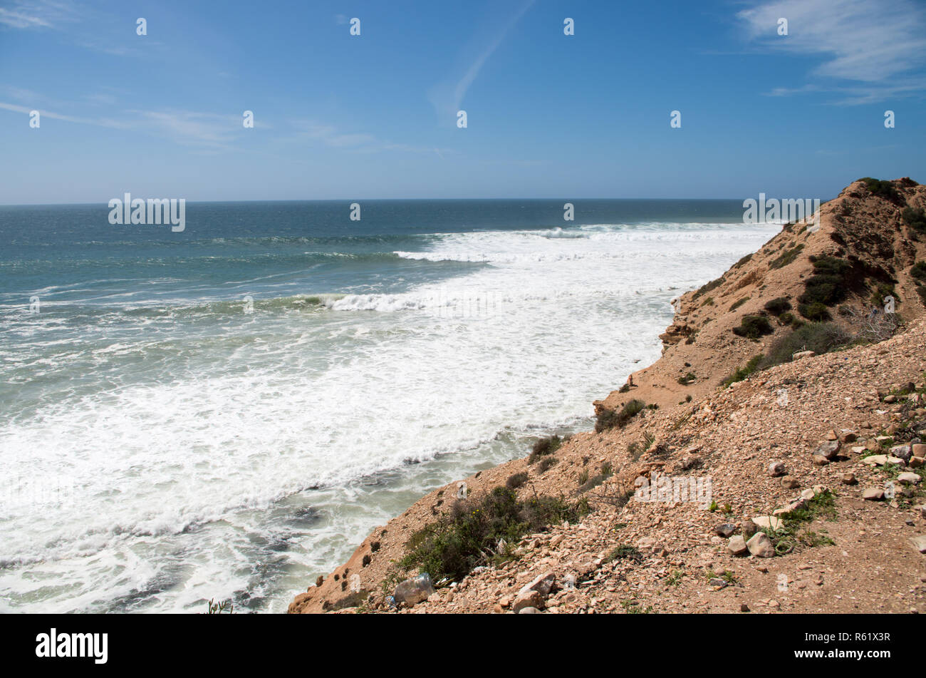 Killer Point surf spot near Taghazout Stock Photo