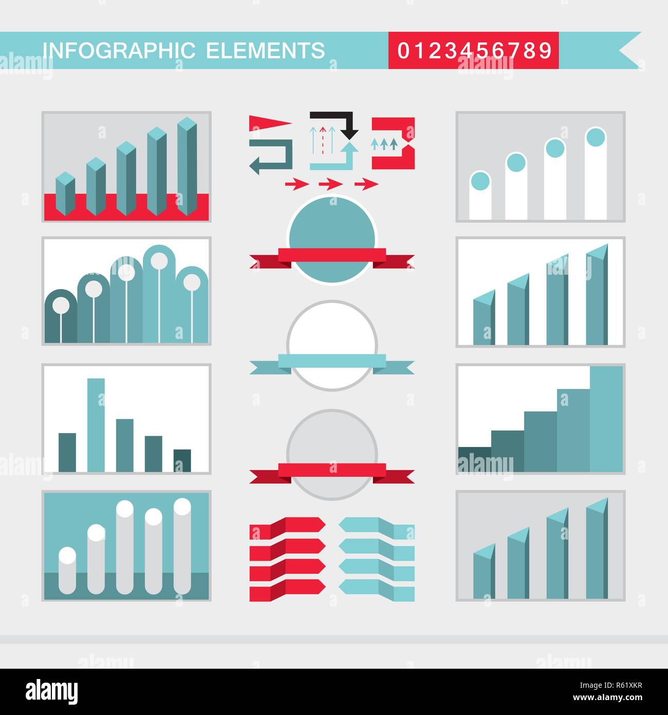 Infographic elements charts, graph, diagram arrowssignsbars ...