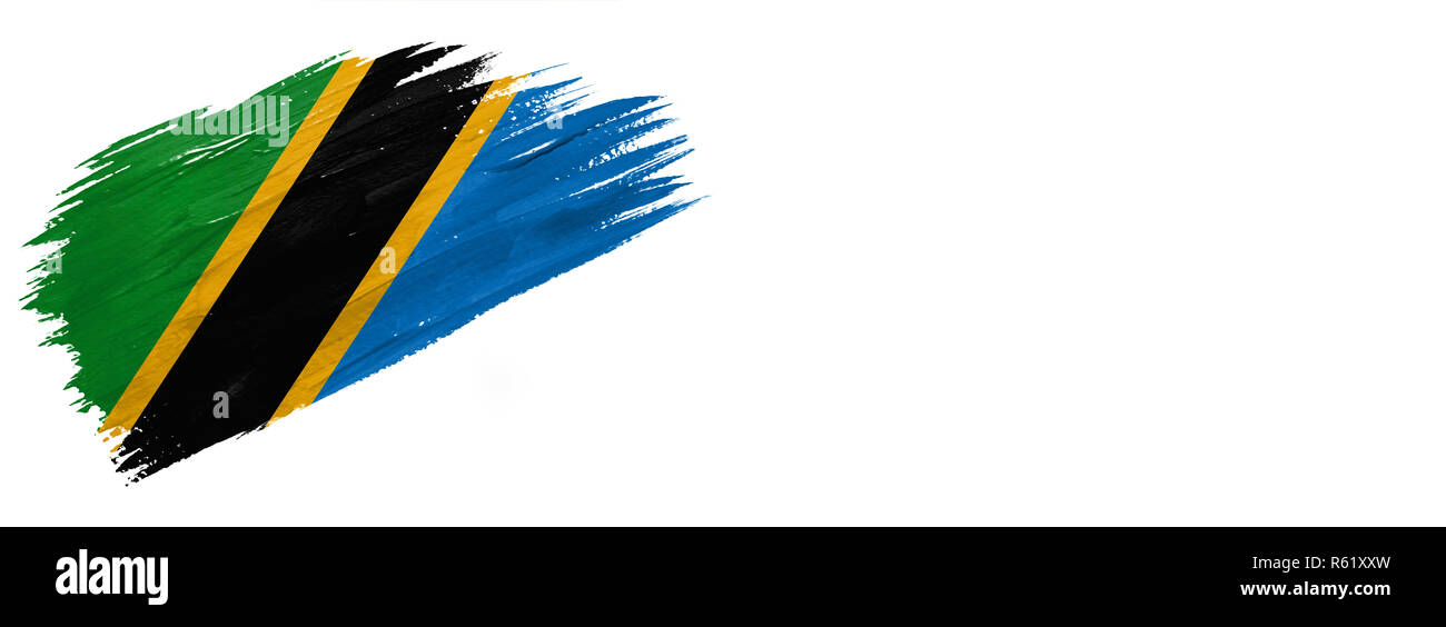 brushes painted flag. Hand-drawn style flag of Tanzania isolated on ...