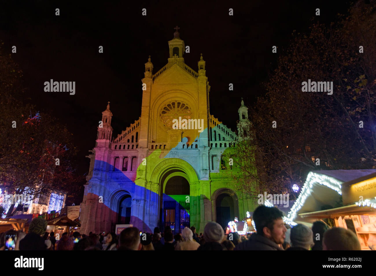 2018 Christmas market in Brussels, Belgium Stock Photo
