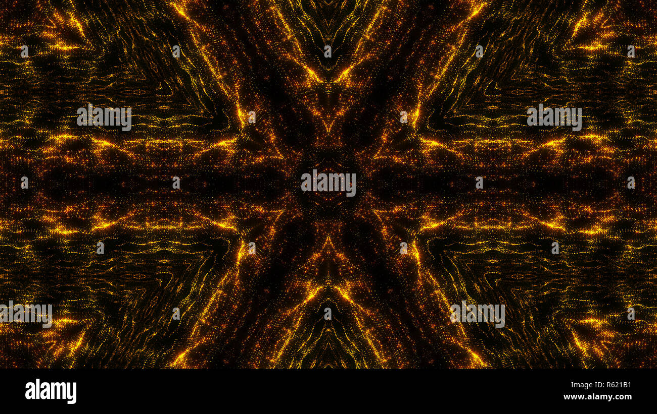 Gold abstract kaleidoscope background. Digital illustration Stock Photo