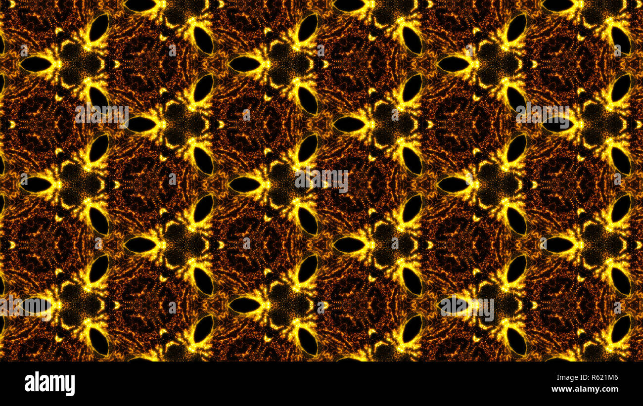 Gold abstract kaleidoscope background. Digital illustration Stock Photo