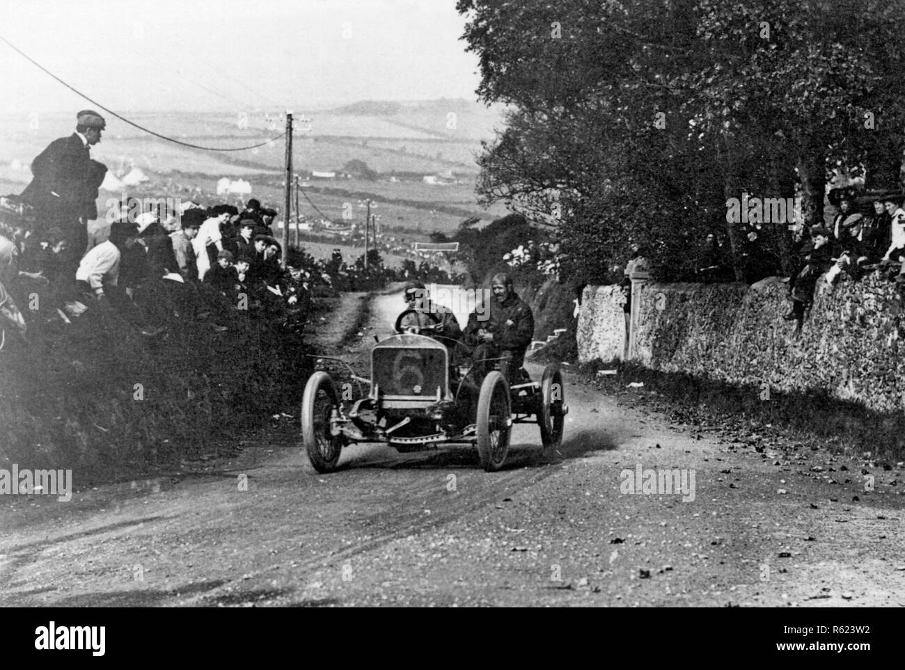 1908 Isle of Man TT, Four Inch Race. Louis Coatalen in Hillman-Coatalen Stock Photo