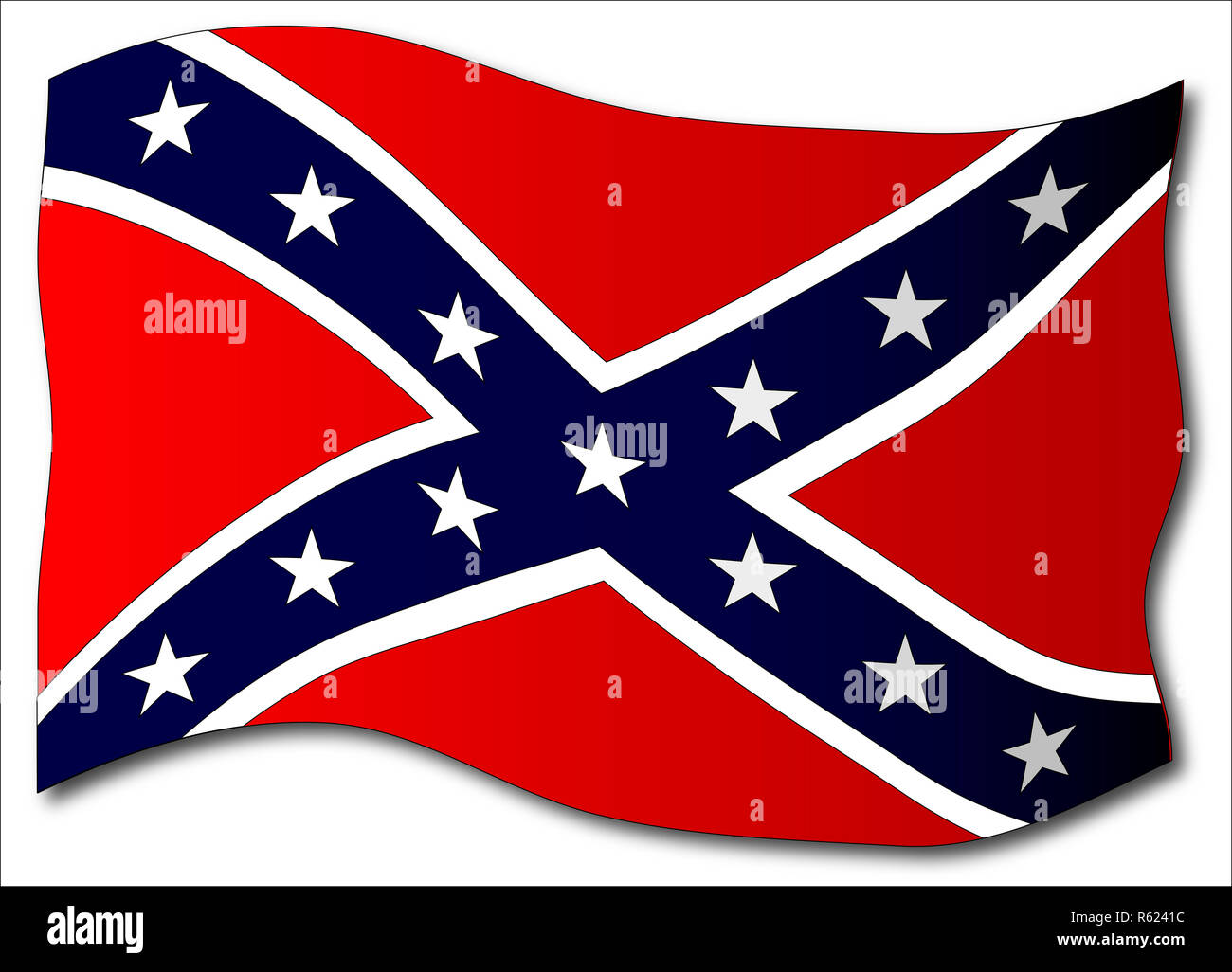 Waving Confederate Flag Isolated Stock Photo