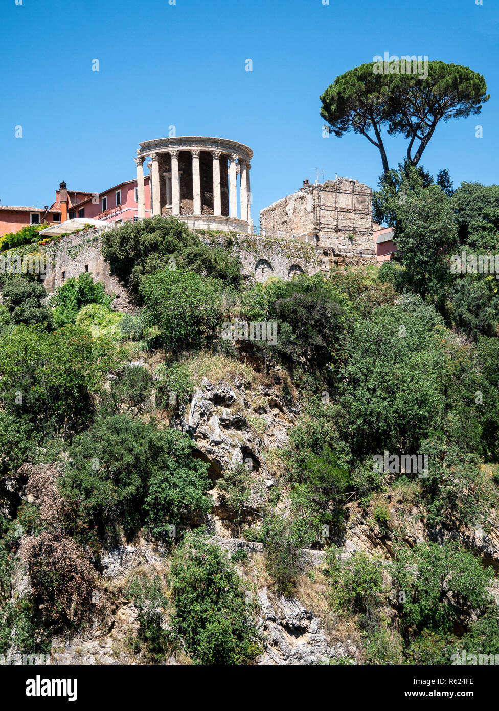 Italy, Lazio, Tivoli. Villa Gregoriana, roman temple Stock Photo