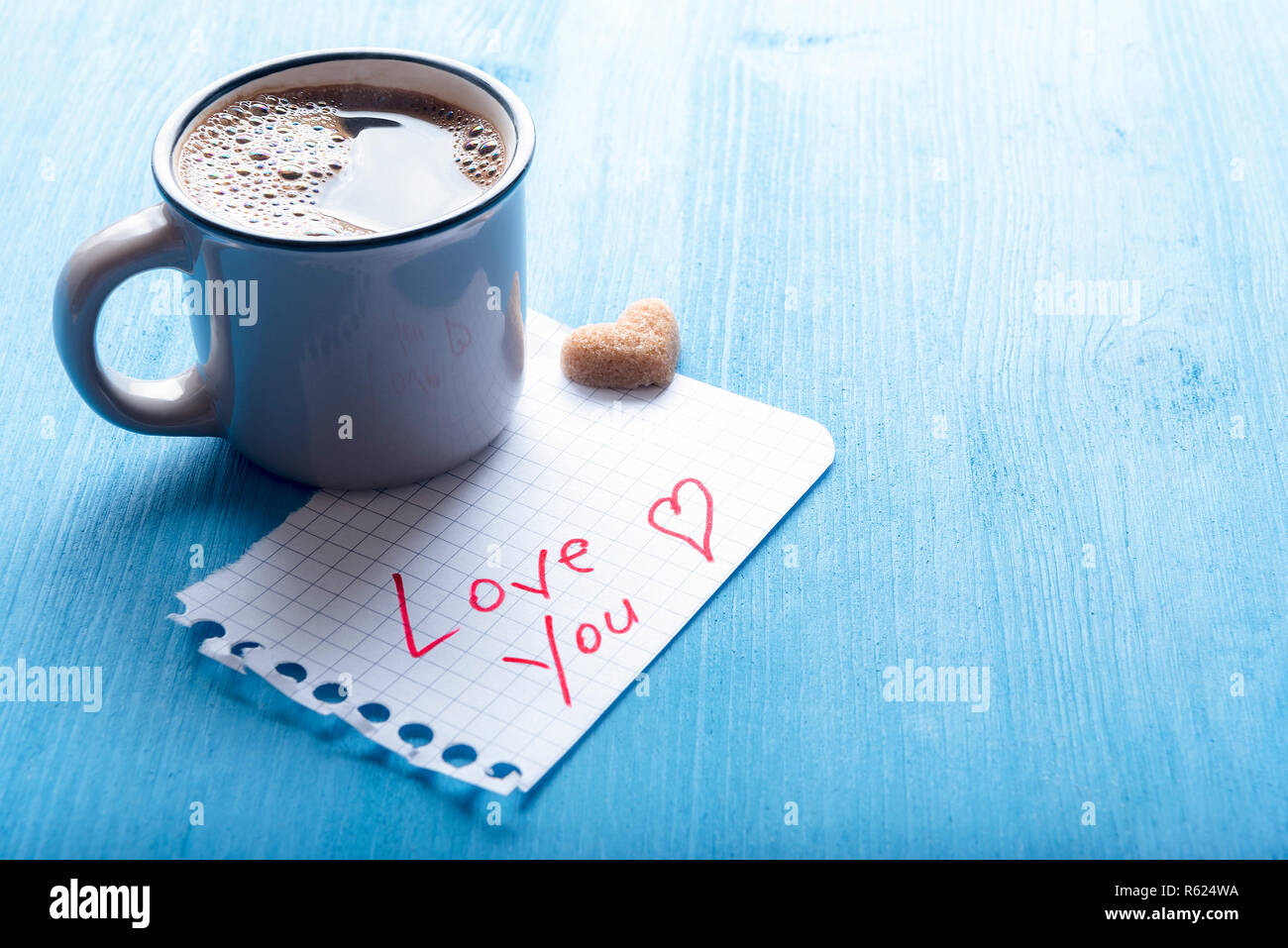 Morning coffee and love you message Stock Photo - Alamy