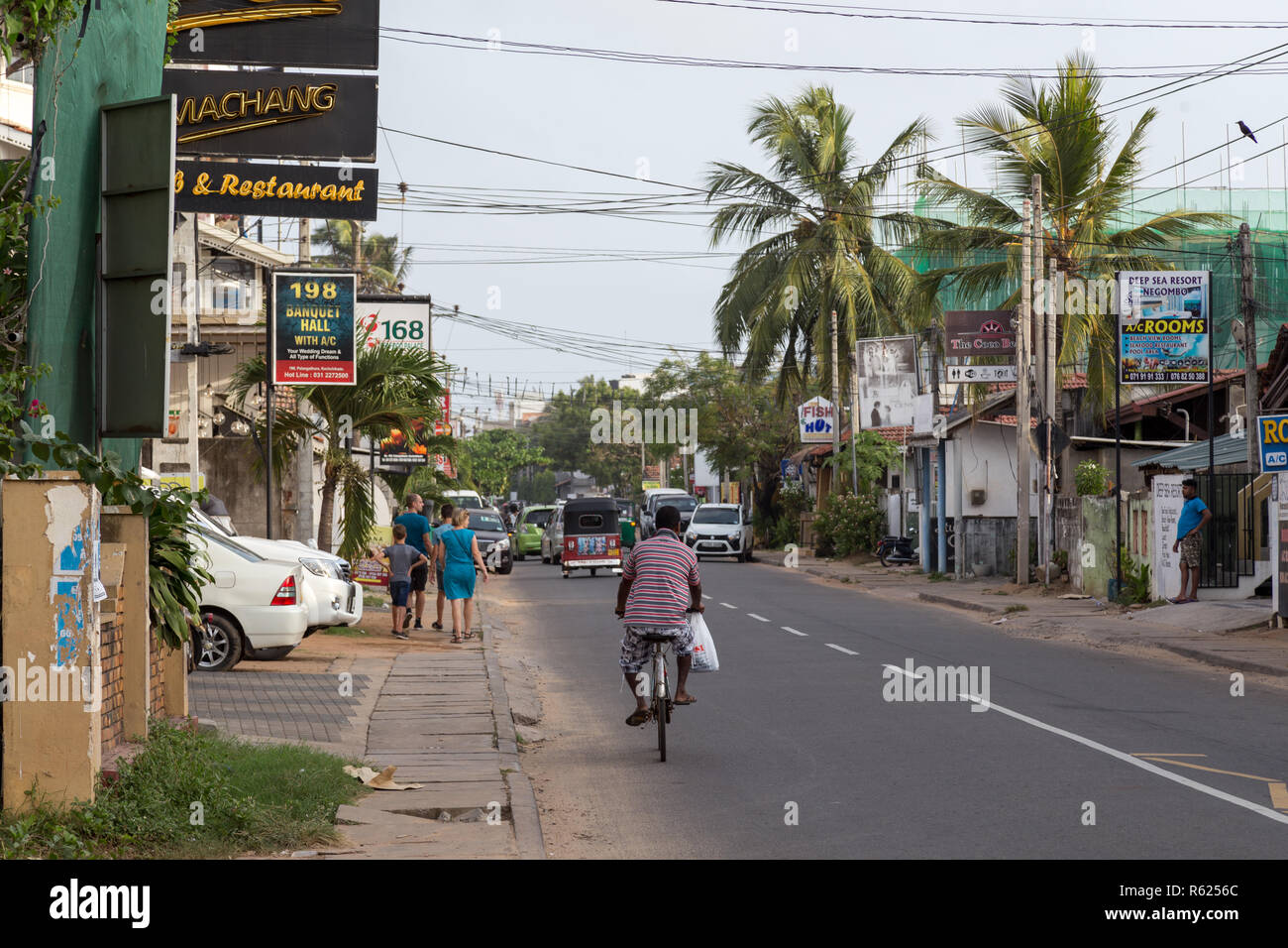 Street in Tourist Area in Negombo, Sri Lanka Stock Photo