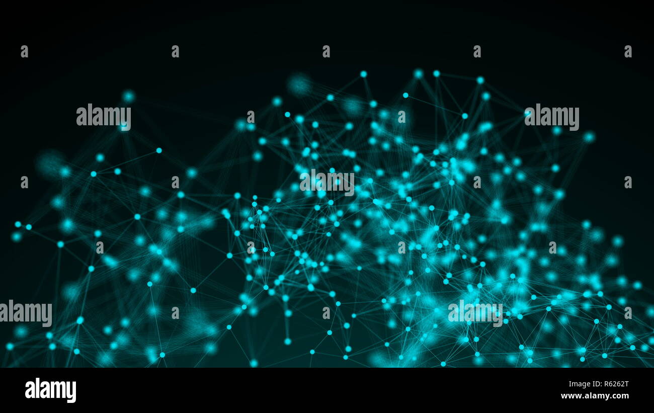 Connection structure , 3d animation abstract background with dots and ...