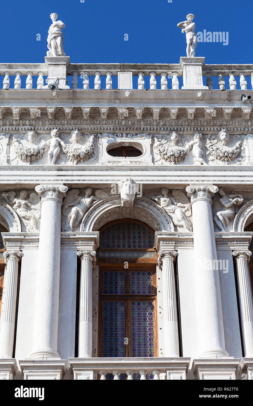 National Library of St Mark's (Biblioteca Marciana), facade, Venice, Italy  Stock Photo - Alamy