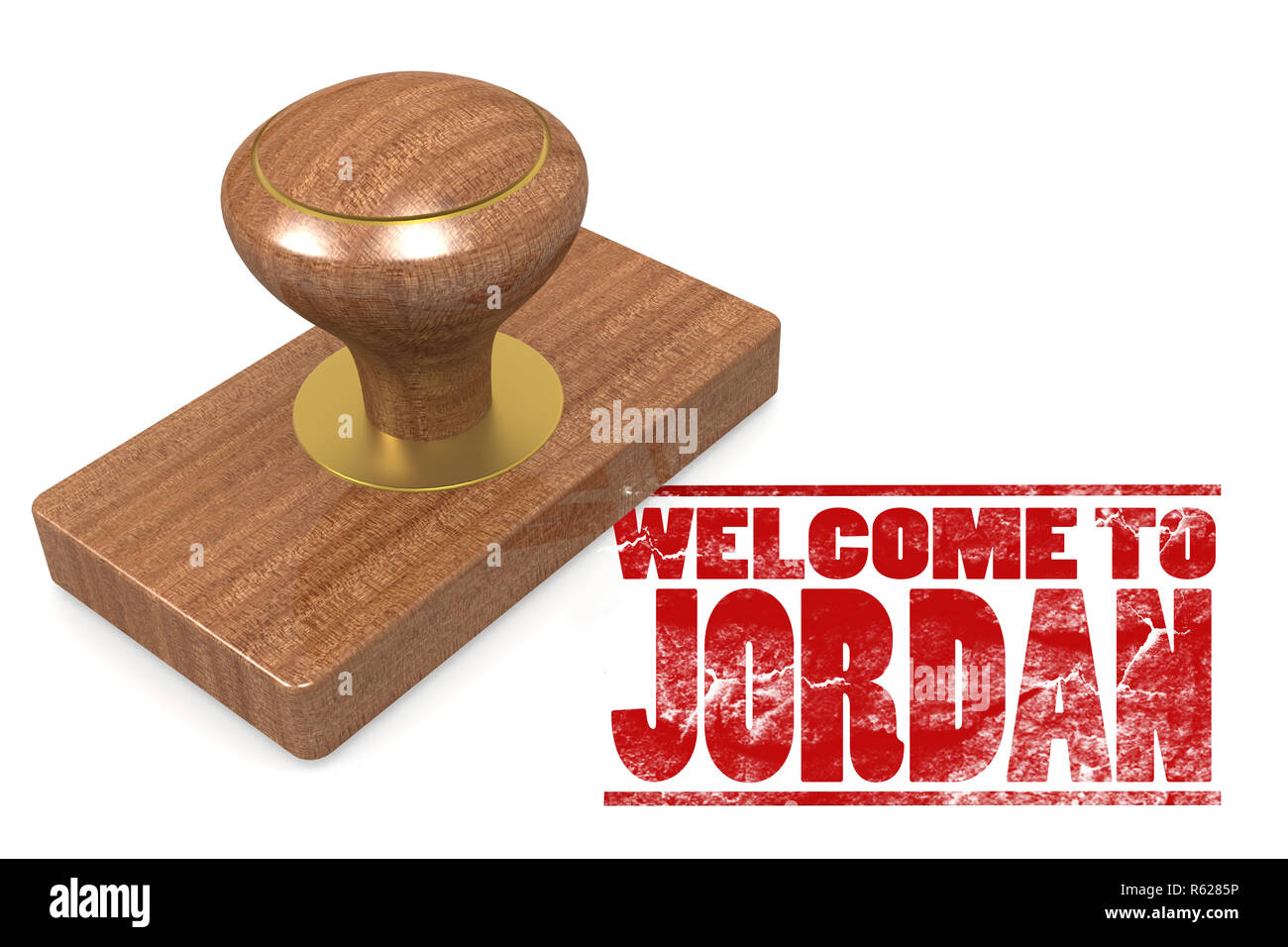 Red rubber stamp with welcome to Jordan Stock Photo