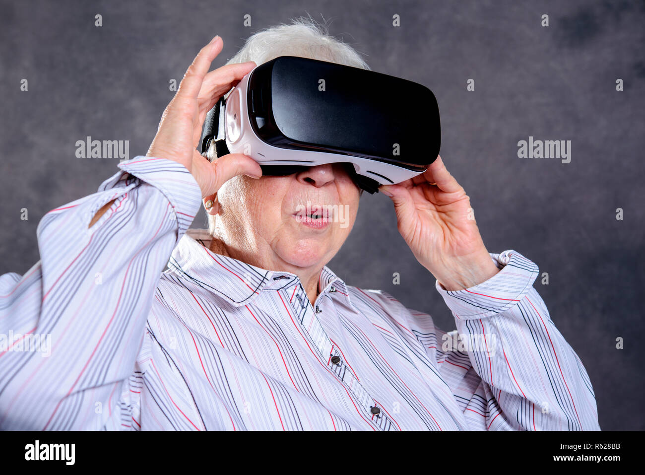 Woman elderly smile astonished hi-res stock photography and images - Alamy