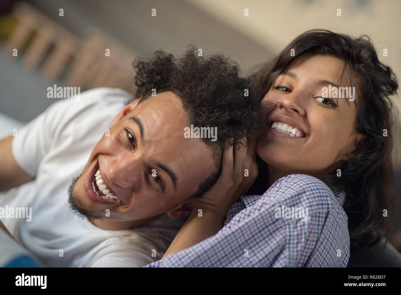 Young black couple relaxing hi-res stock photography and images - Alamy