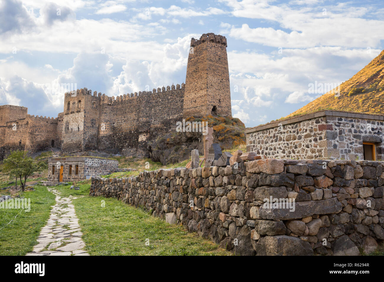 Khertvisi, view of the citadel from lower fortress, Georgia Stock Photo