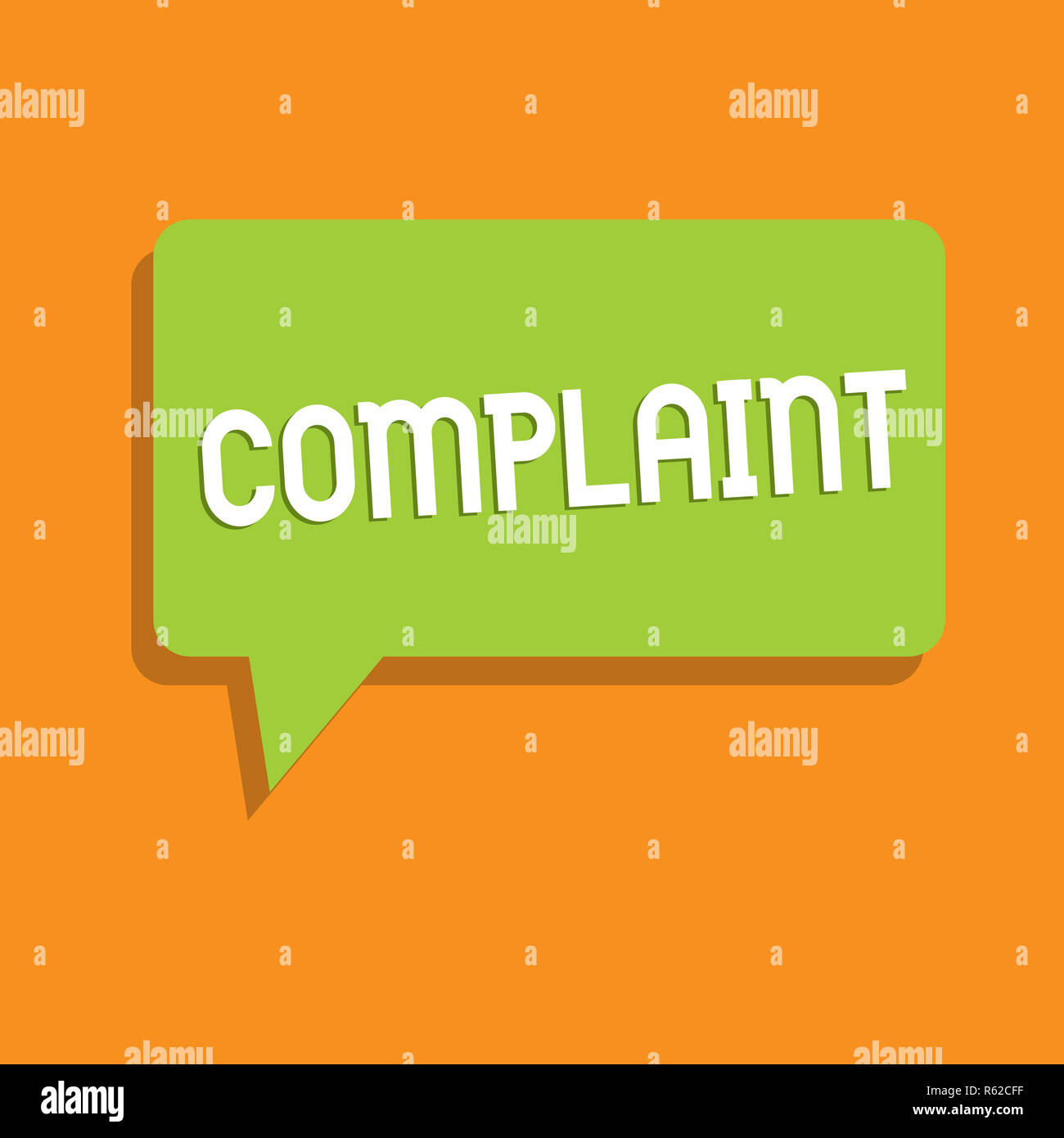 Conceptual hand writing showing Complaint. Business photo showcasing statement that something is unsatisfactory or unacceptable Speech Bubble in Solid Stock Photo