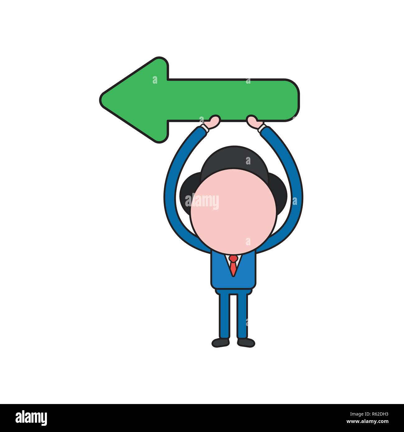 Vector illustration concept of businessman character holding up arrow ...