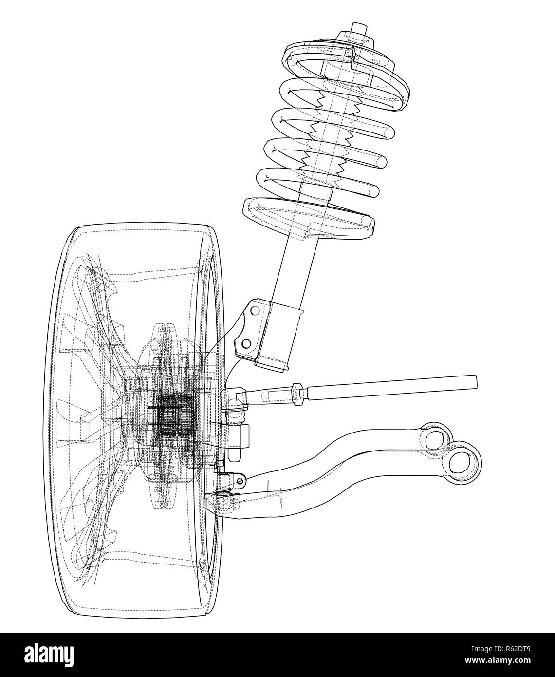 Car suspension with wheel tire and shock absorber Stock Photo Alamy