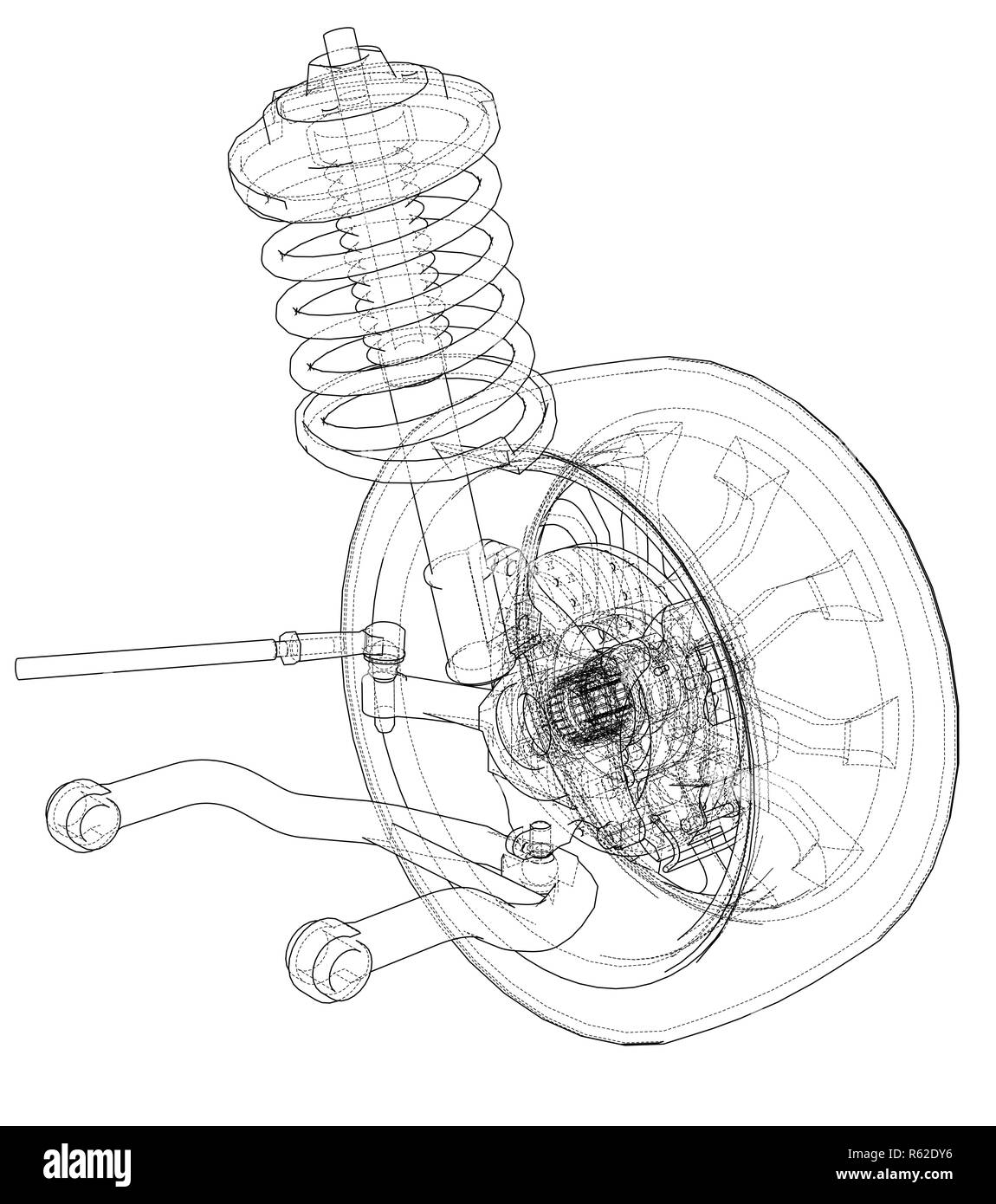 Car suspension with wheel tire and shock absorber Stock Photo Alamy