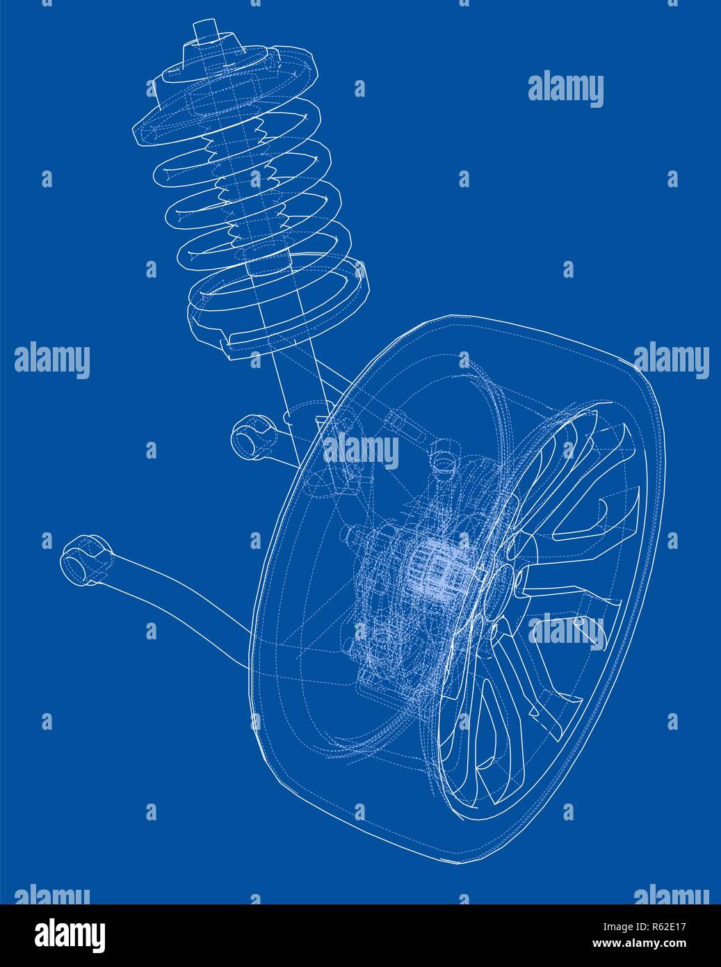 Car suspension with wheel tire and shock absorber Stock Photo Alamy