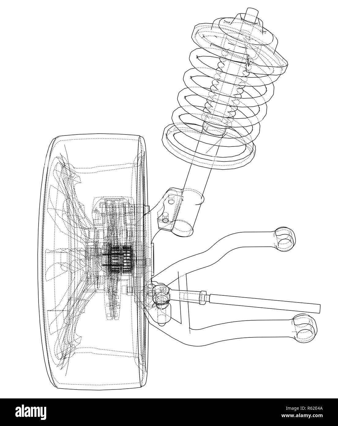 Car suspension with wheel tire and shock absorber Stock Photo Alamy