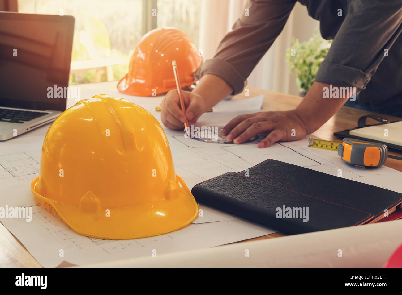 Engineer and Architect concept, Engineer Architects office team working