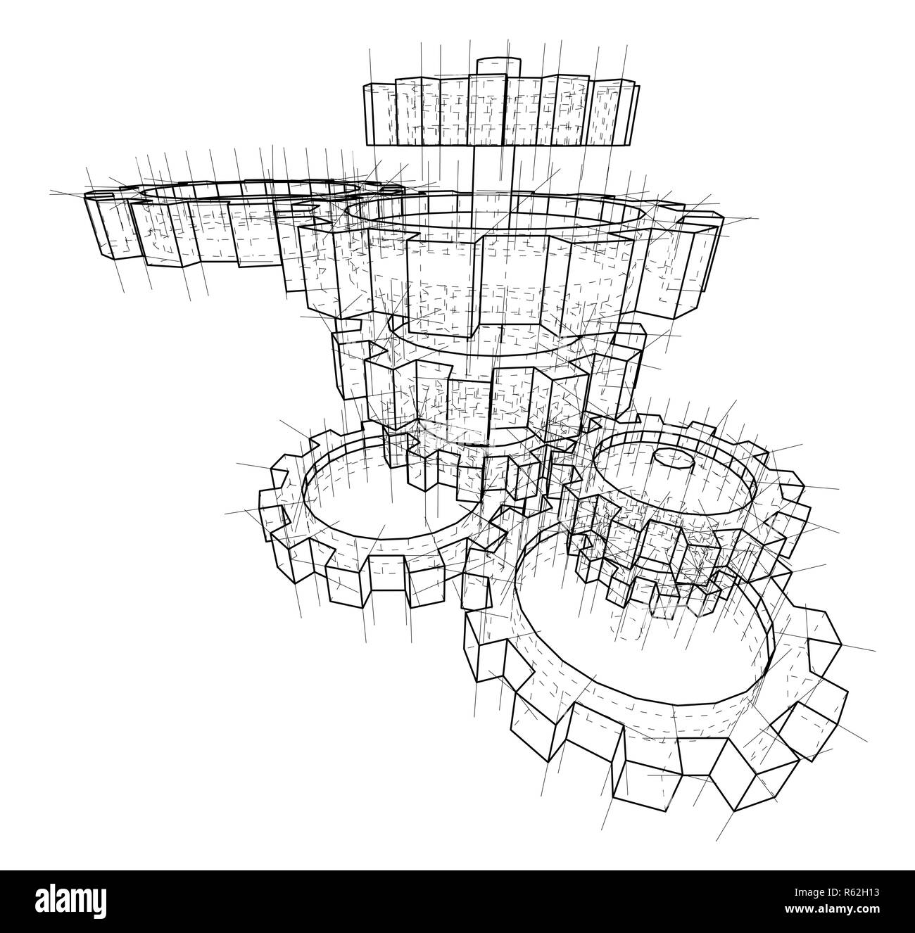 Gears 3d Black and White Stock Photos & Images - Alamy
