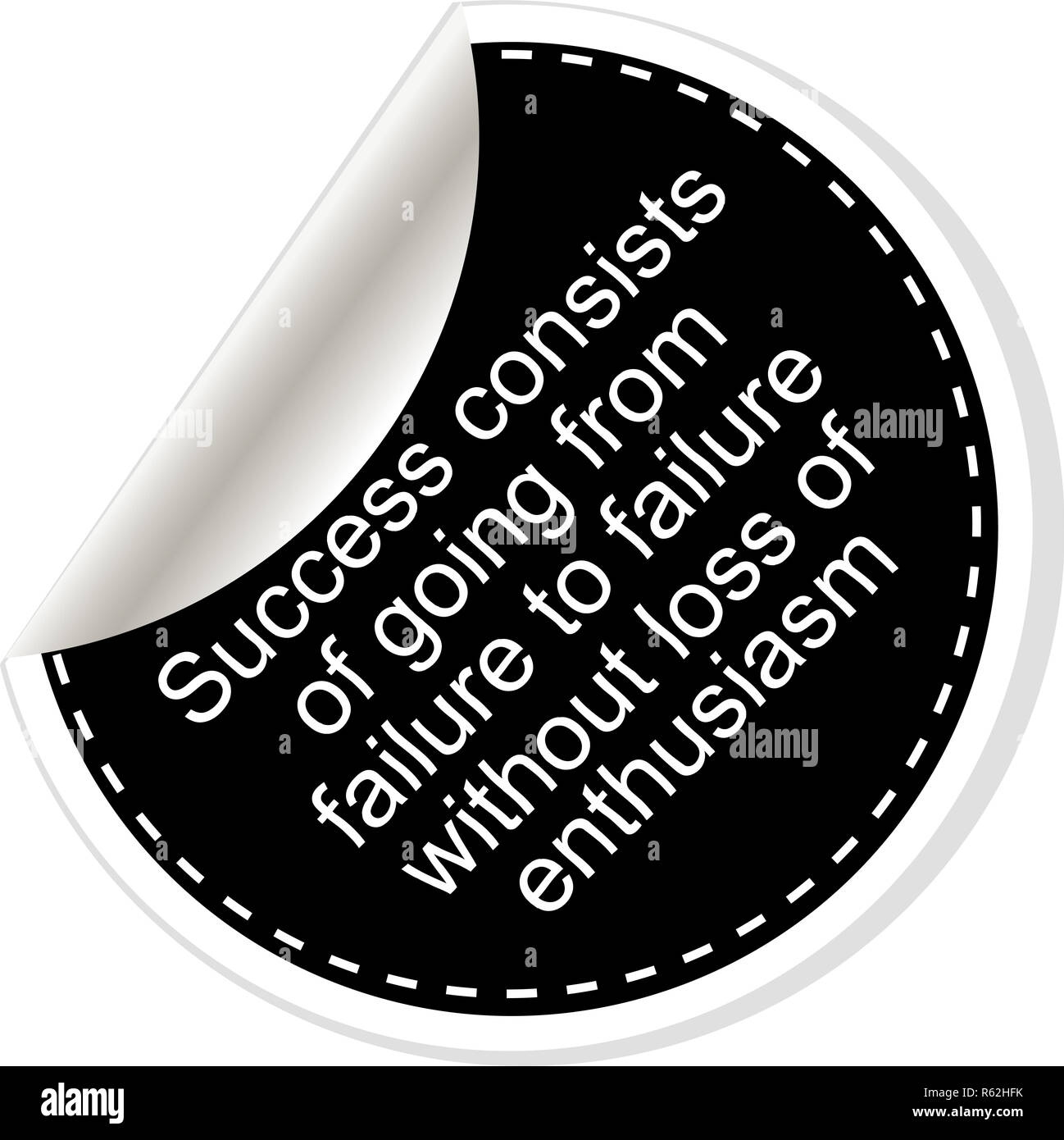 Success consists of going from failure to failure without loss of enthusiasm Quote, comma, note, message, blank, template, text, tags and comments. Di Stock Photo