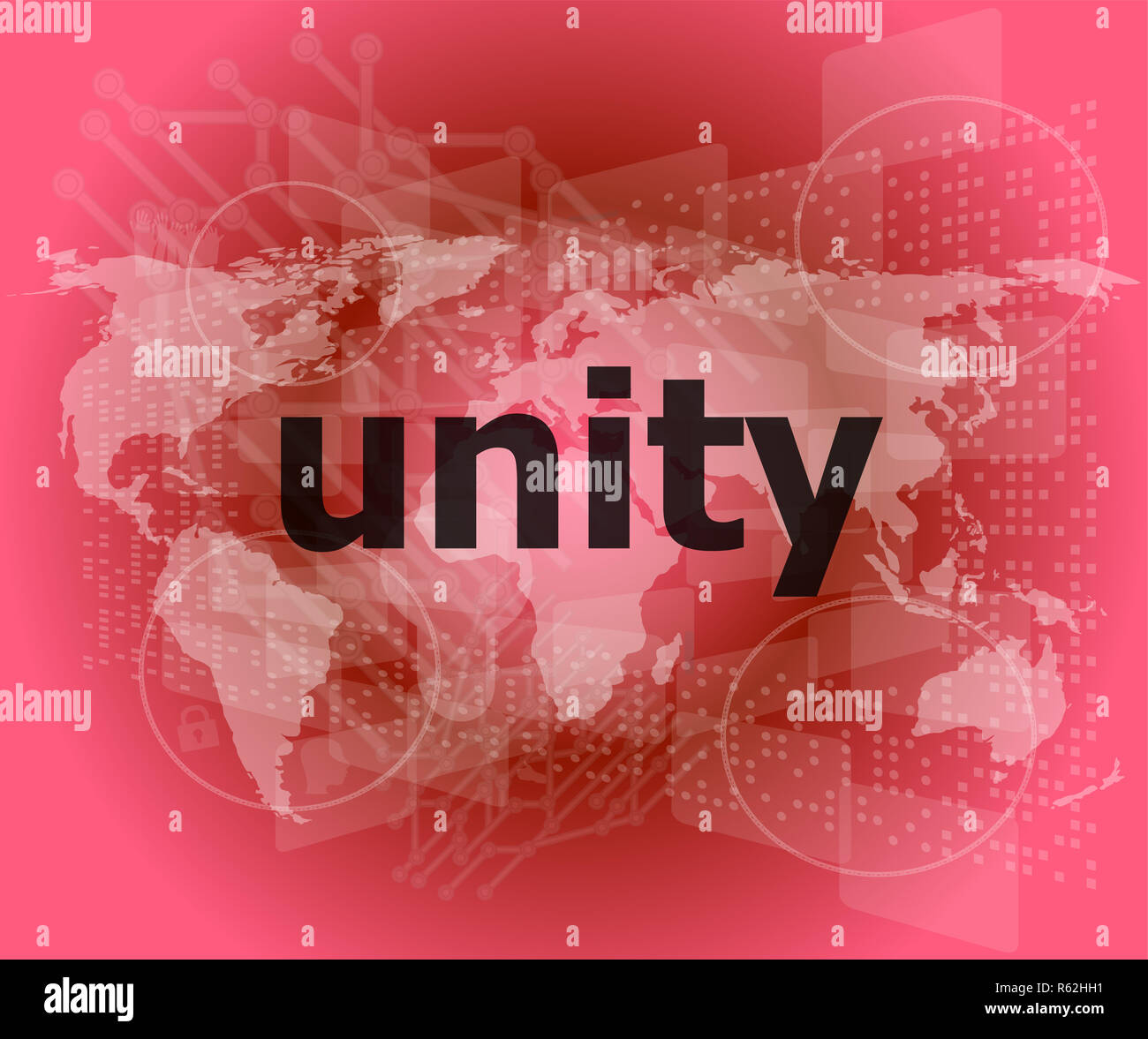 unity text on digital touch screen business concept Stock Photo Alamy