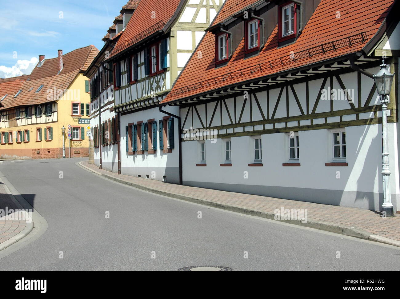 main street in rheinzabern Stock Photo