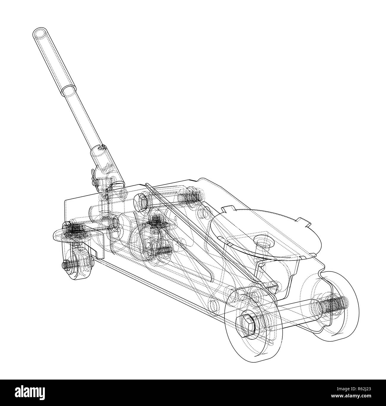 Hydraulic floor jack outline. 3d illustration Stock Photo Alamy