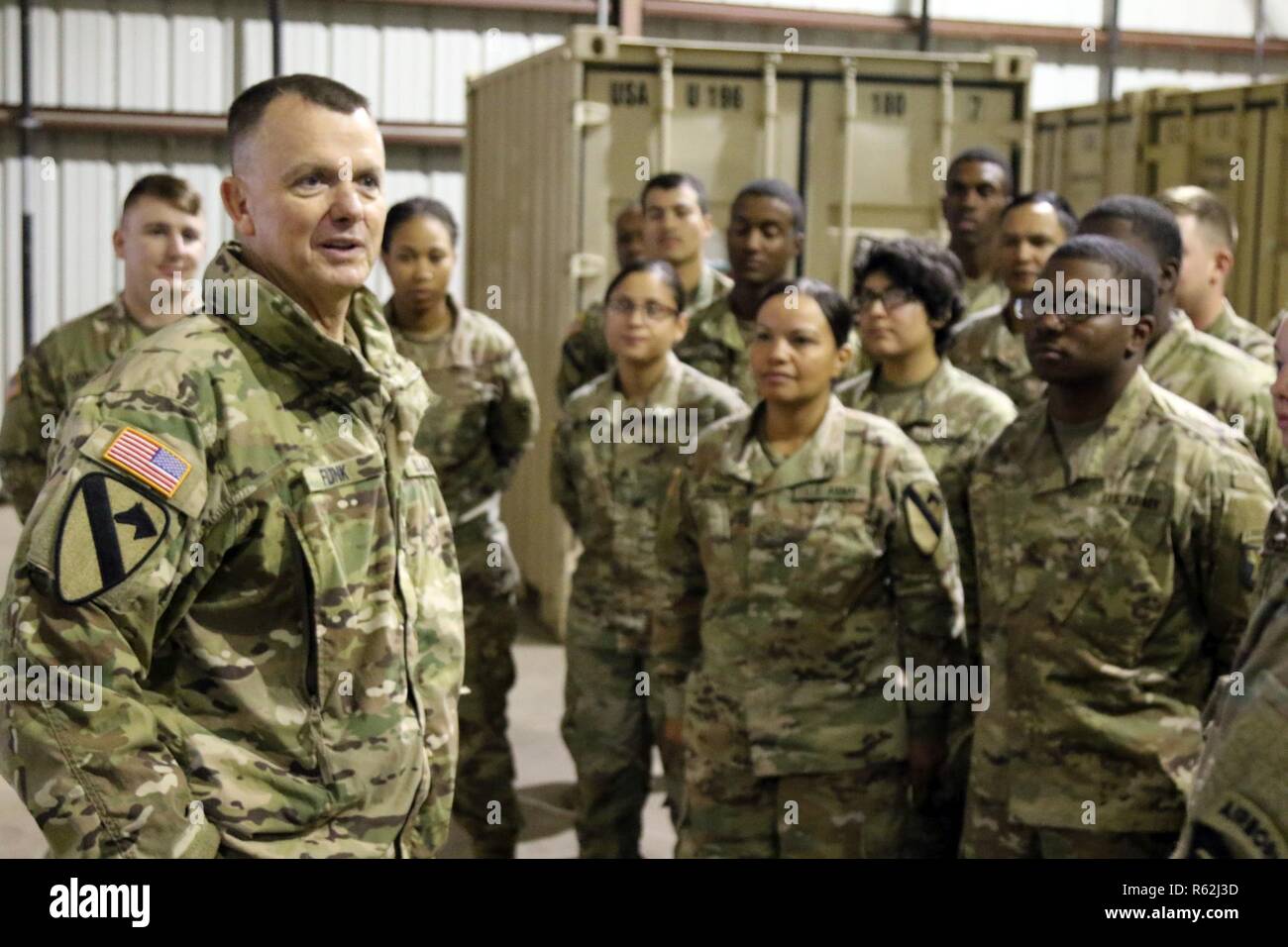Lt. Gen. Paul E. Funk, III Corps and Fort Hood commanding general, addresses Soldiers at Weslaco