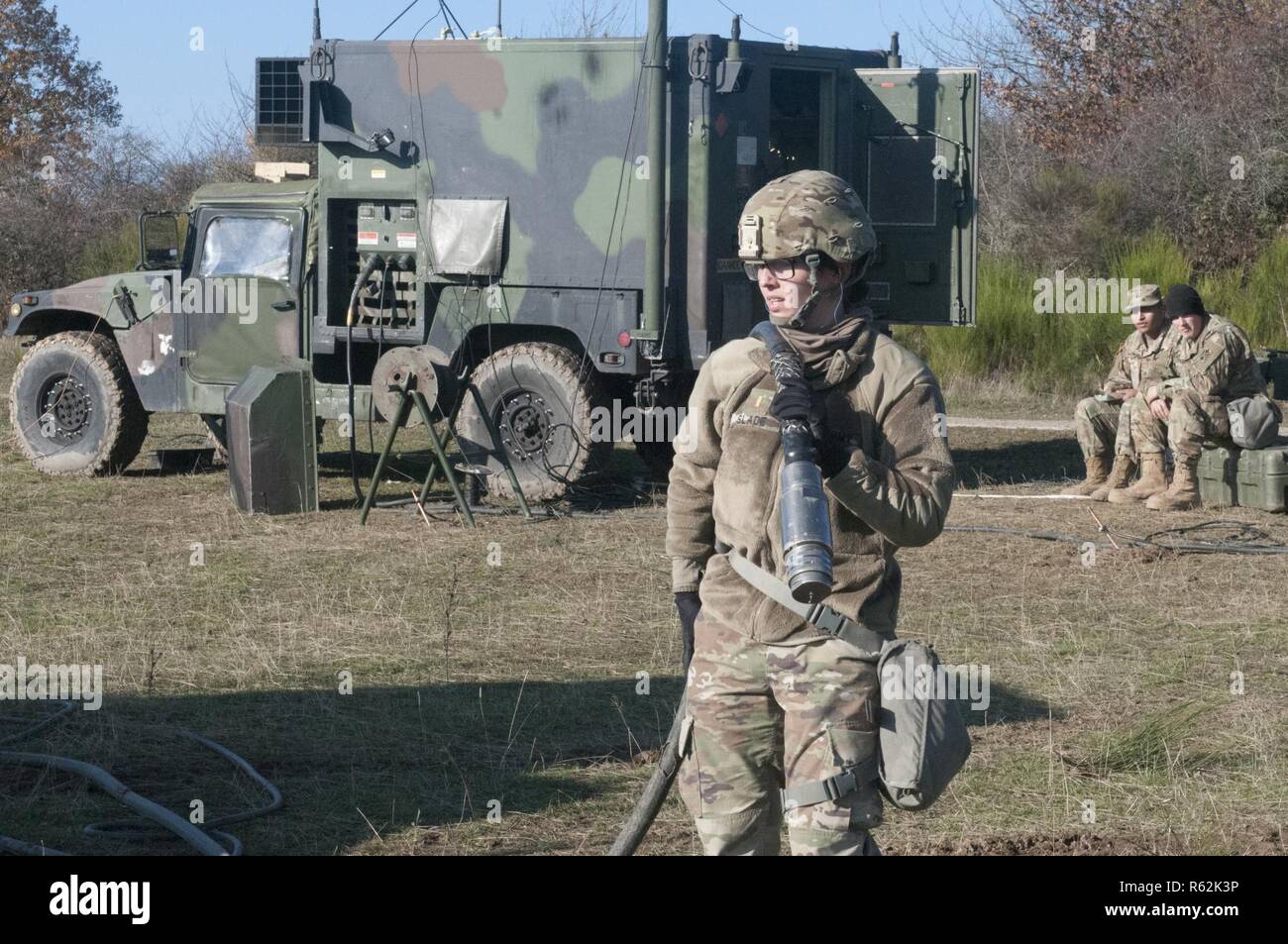 Members of the 5-7 ADA BN participate in PDB8; upgrades, gunnery and the MRX, increasing their overall effectiveness as a Patriot BN, Fall, 2018, Baumholder, Germany Stock Photo