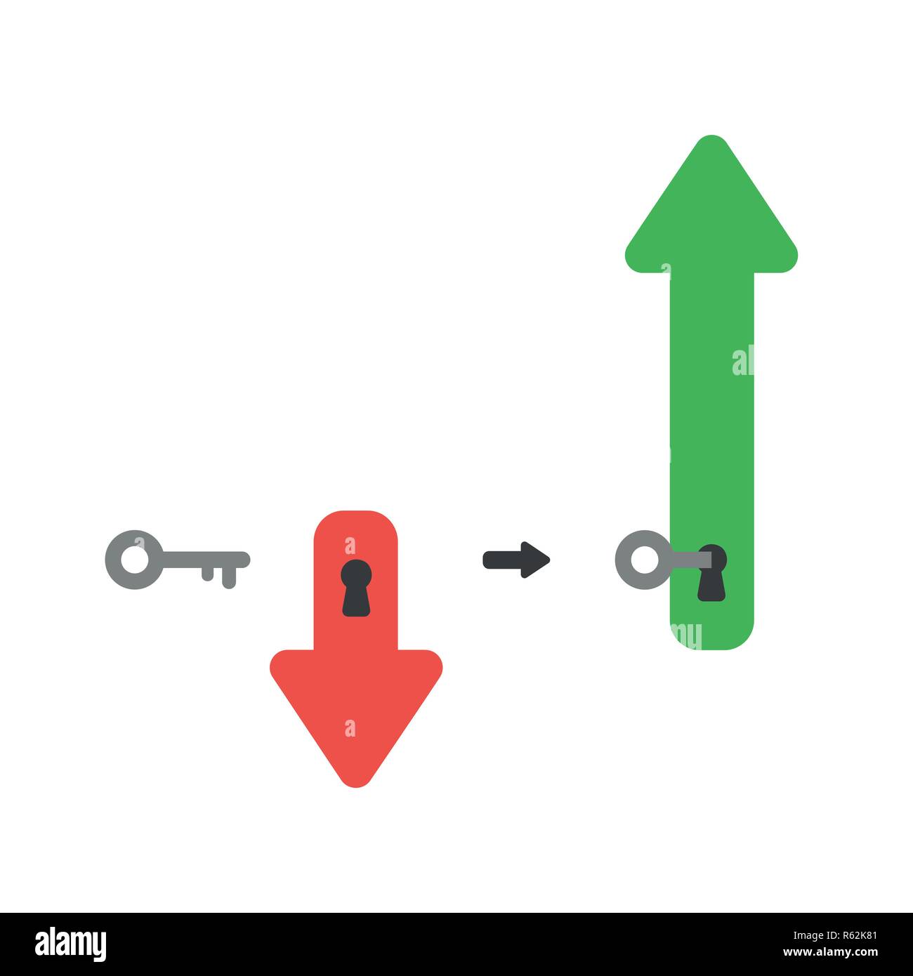 Vector illustration icon concept of arrow with key into keyhole and ...