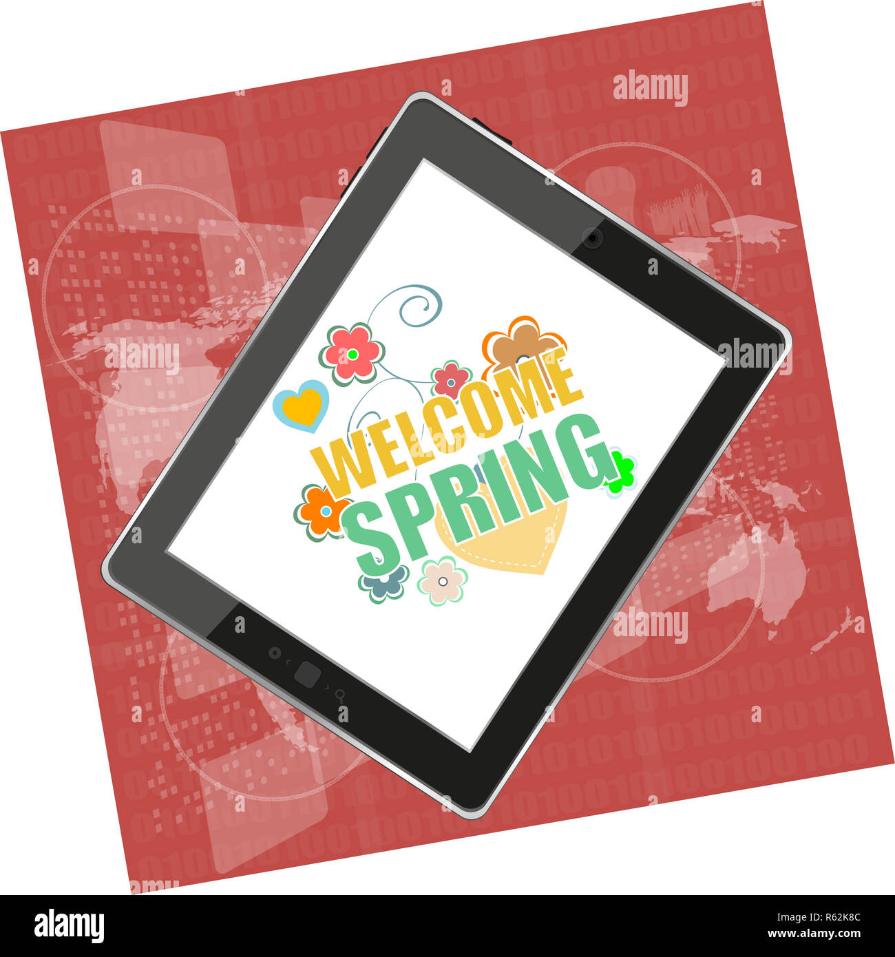 Welcome spring words on holiday card Stock Photo