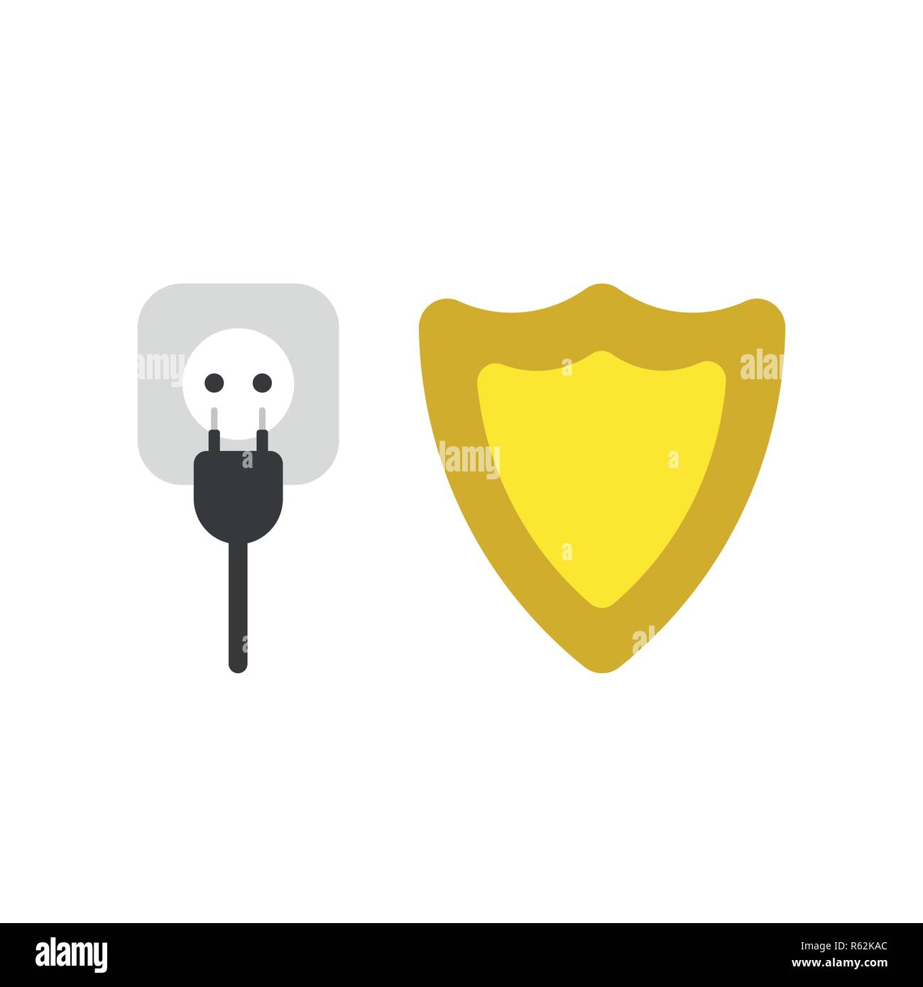 Vector illustration icon concept of plug and outlet with guard shield ...