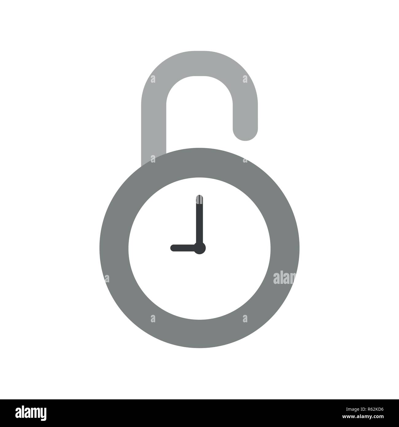Vector illustration icon concept of opened clock padlock. Stock Vector