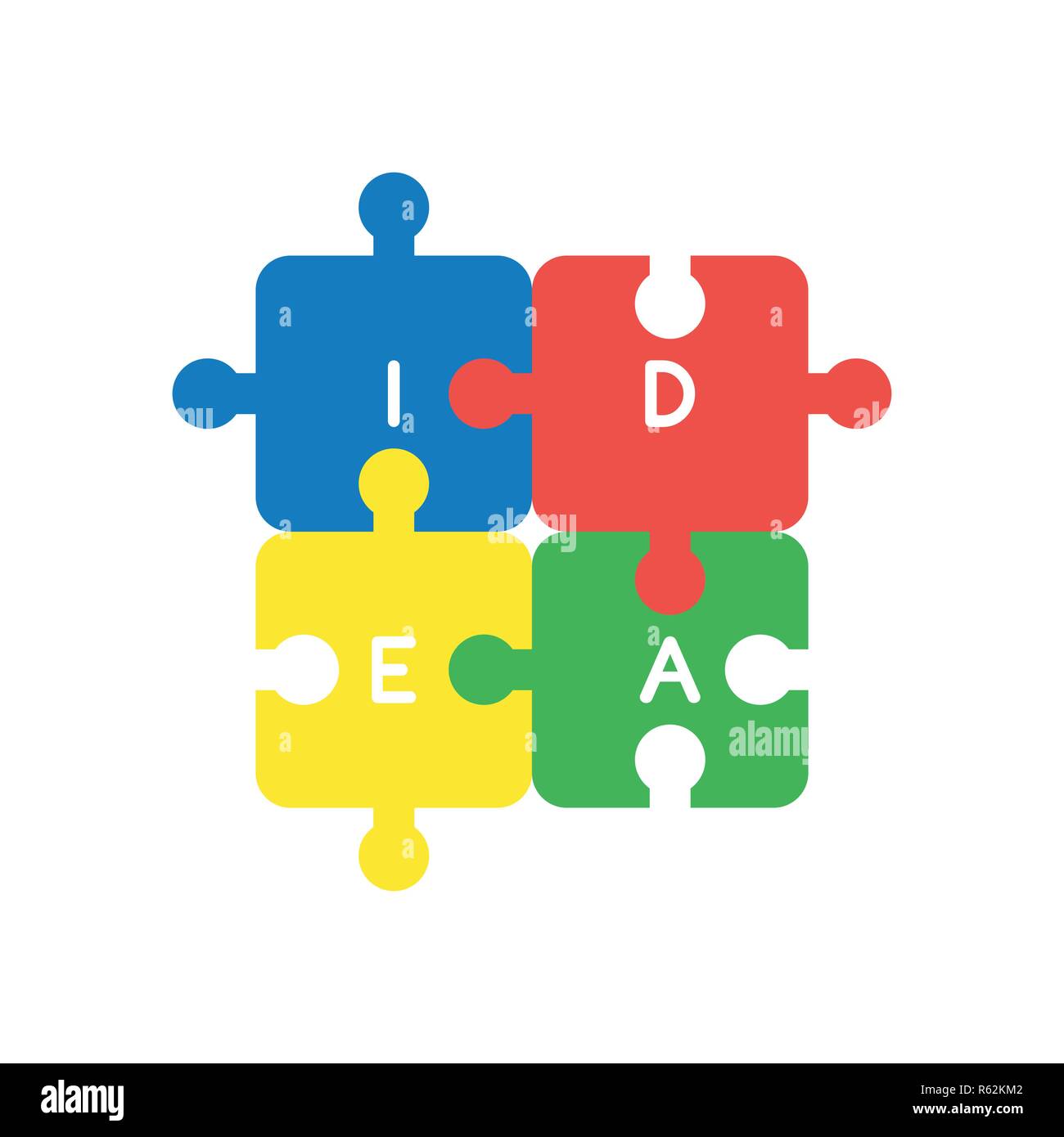 Vector illustration icon concept of four idea jigsaw puzzle pieces ...