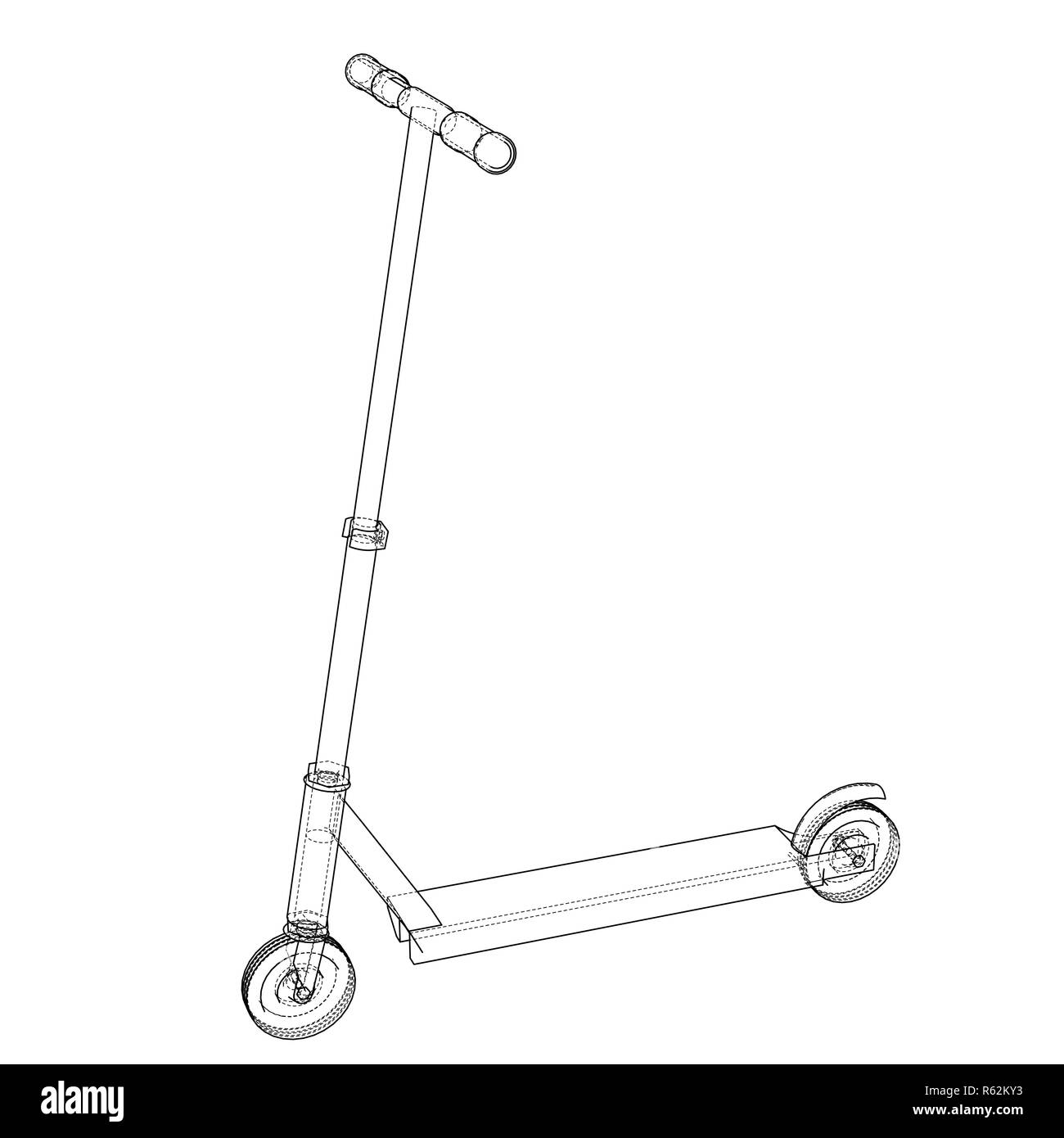 Kick scooter outline. 3d illustration Stock Photo Alamy