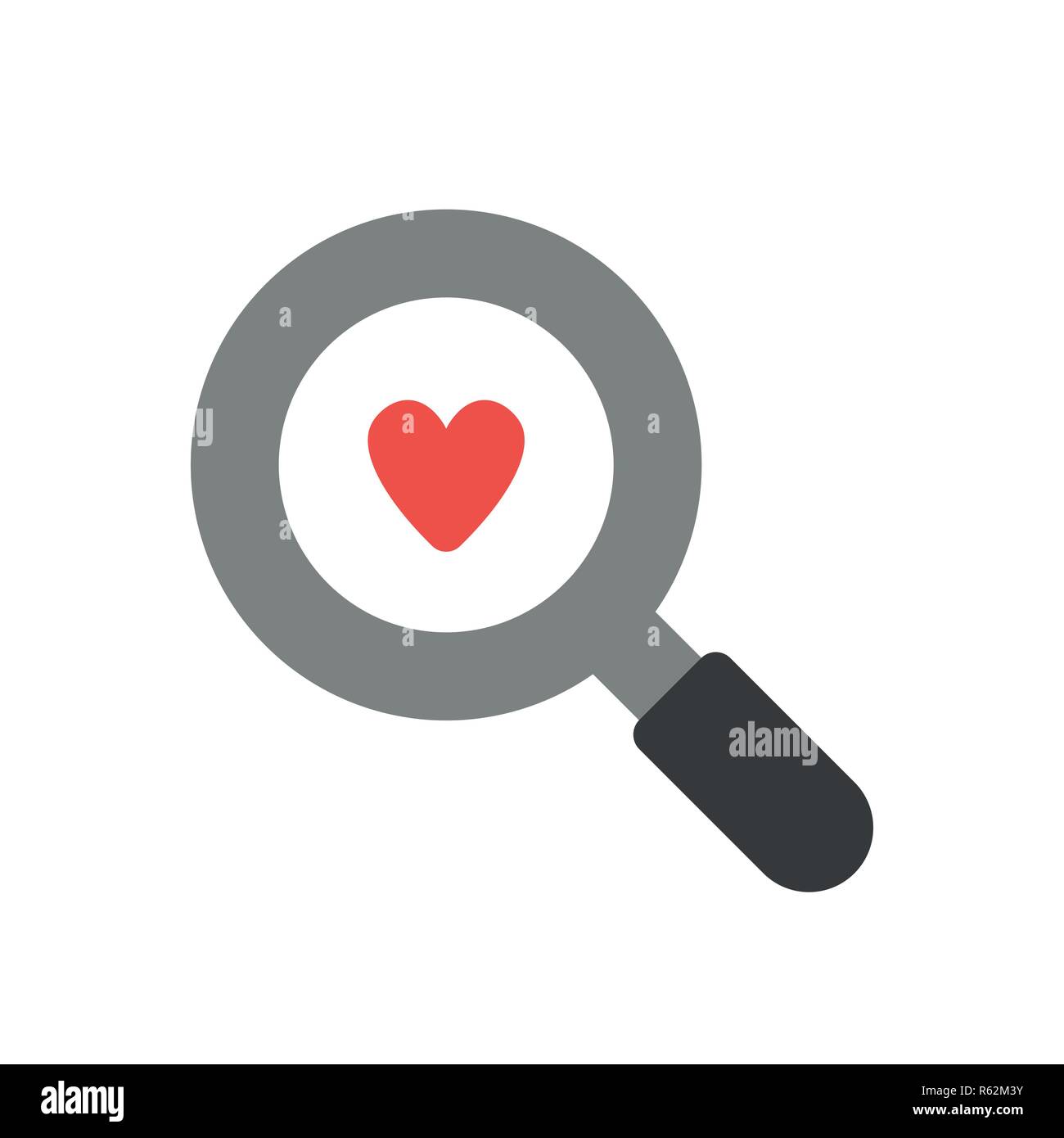 Vector illustration icon concept of heart inside magnifying glass Stock ...