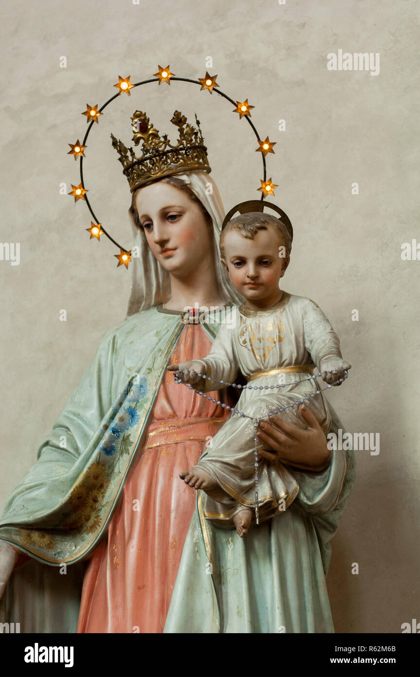 Mary with Jesus Child, Basilica di San Domenico, Siena, Italy. Stock Photo