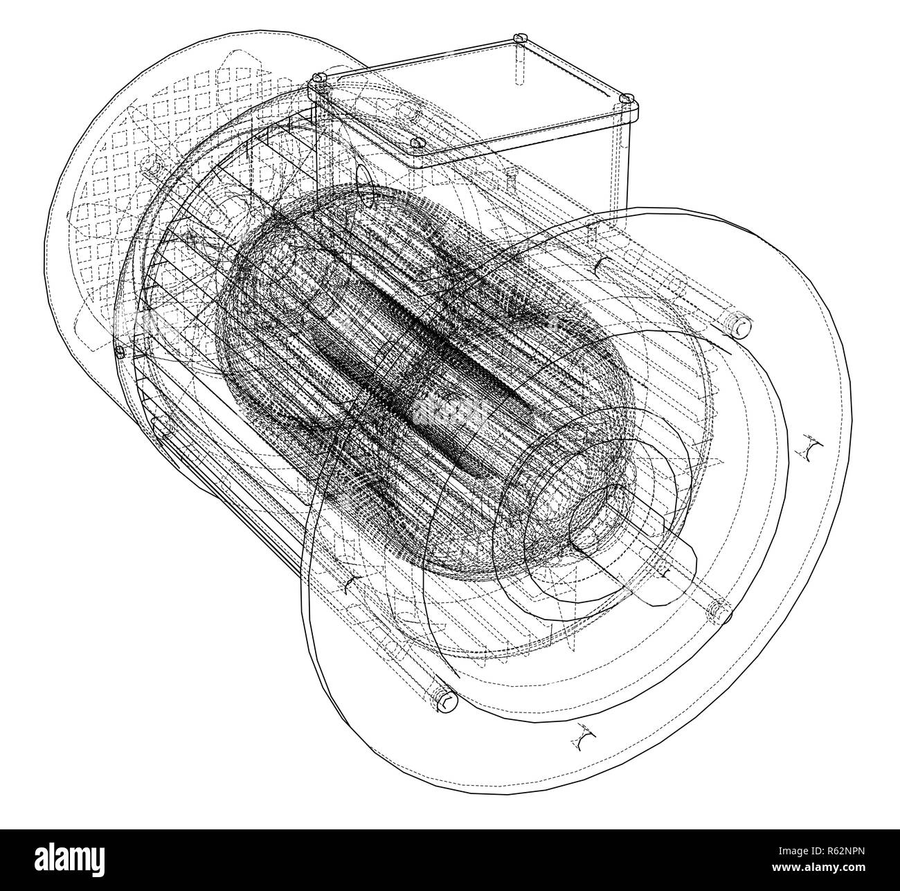 Electric motor sketch. 3d illustration Stock Photo Alamy