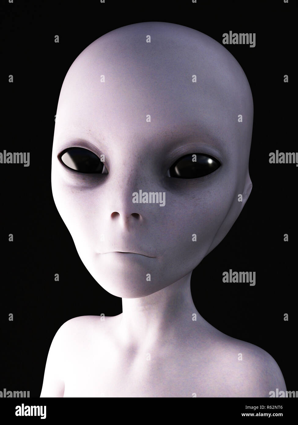Portrait of an alien, 3D rendering. Black background Stock Photo - Alamy