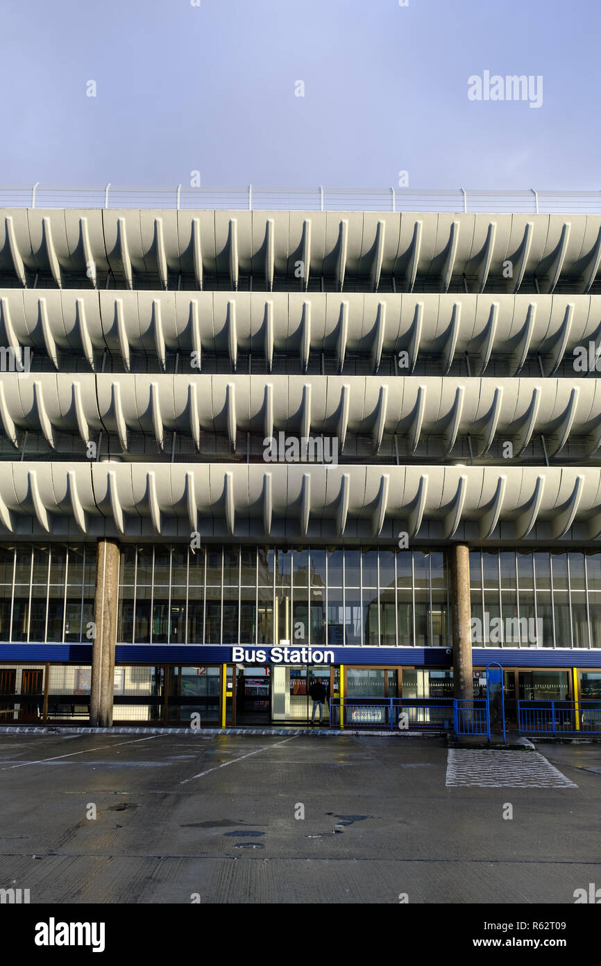 The Brutalist concrete curves of Preston Bus Station, now a listed building Stock Photo