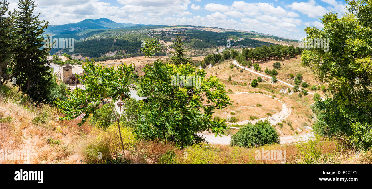 Panoramic view on North Galilee Nature from Safed city in Israel Stock Photo