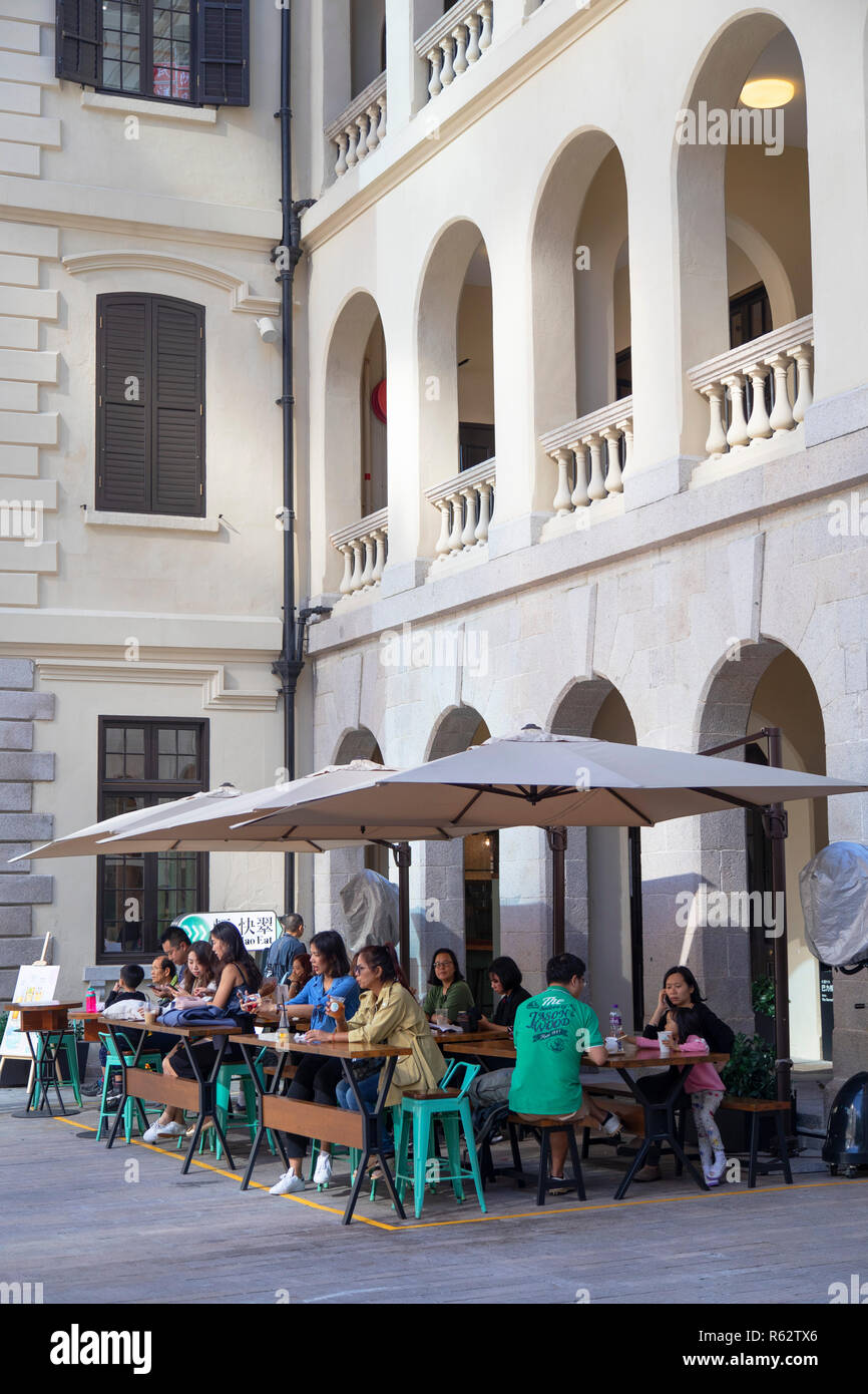 Outdoor cafe in Tai Kwun Centre for Heritage and Arts, Central, Hong