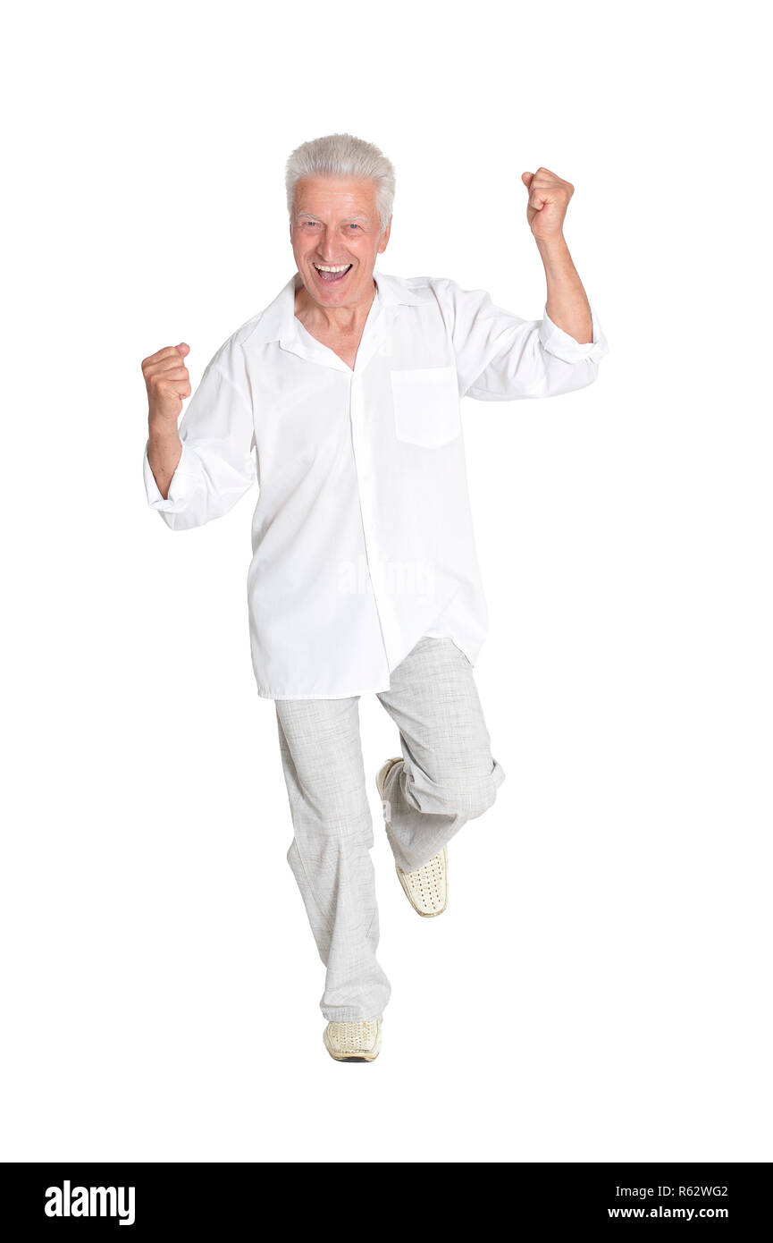 Full length portrait of senior man on white background Stock Photo - Alamy