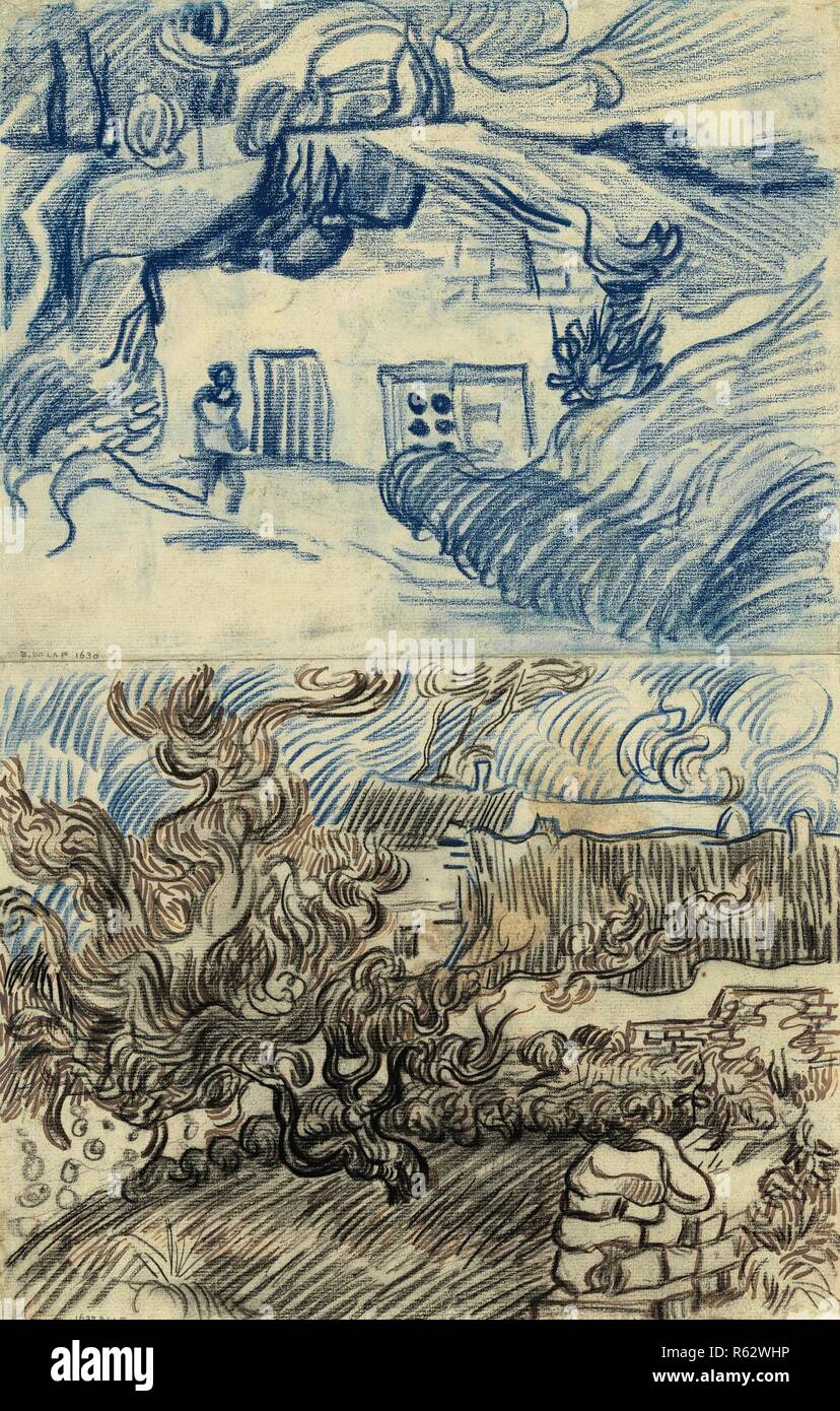 Landscapes with Houses. Date: June-July 1890, Auvers-sur-Oise. Dimensions:  24.2 cm x 31.2 cm. Museum: Van Gogh Museum, Amsterdam Stock Photo - Alamy