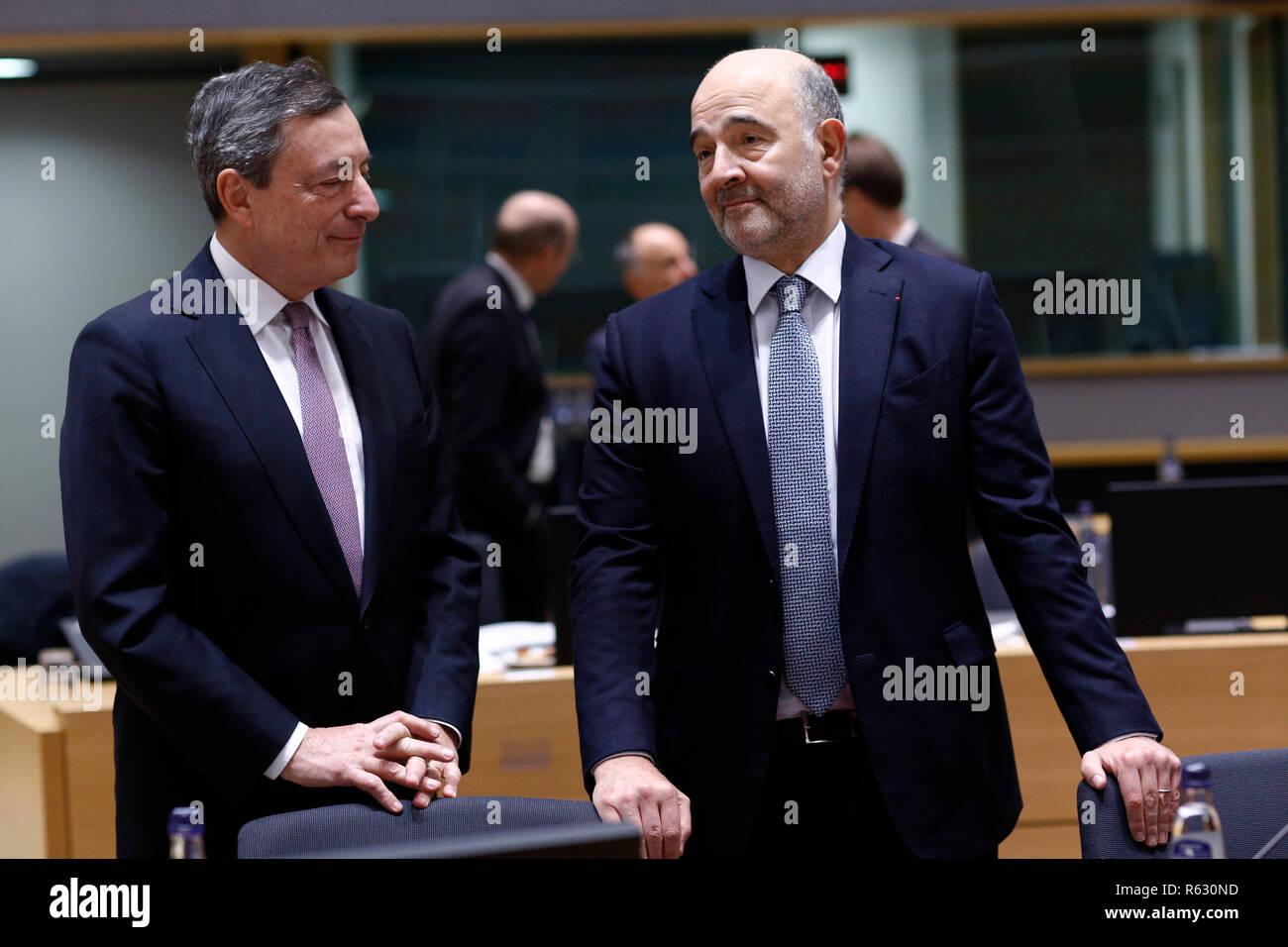 Brussels, Belgium. 3rd Dec 2018. President of the European Central Bank, Mario Draghi attends in an Eurogroup finance ministers meeting at the EU headquarters. Alexandros Michailidis/Alamy Live News Stock Photo