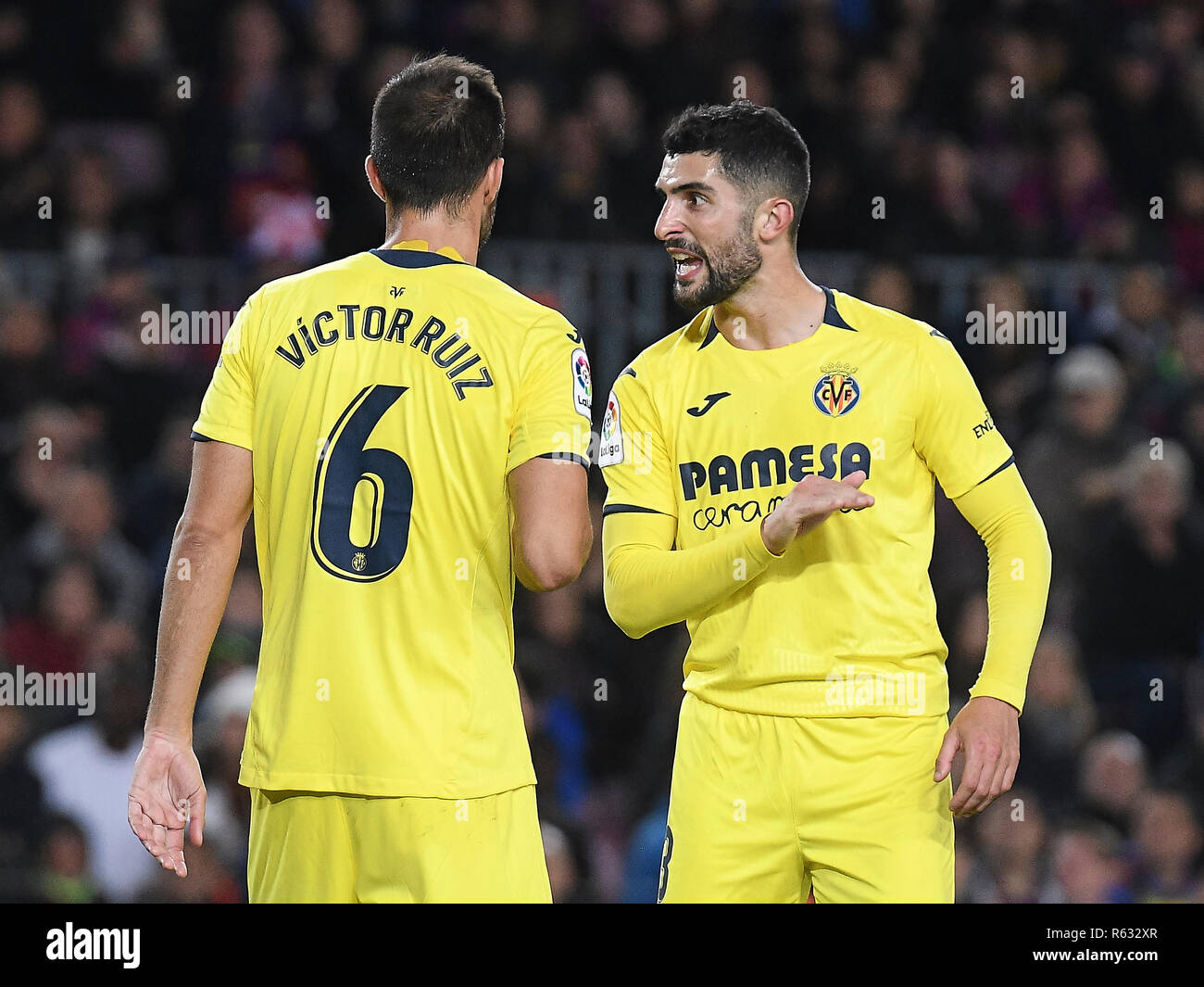 BARCELONA, 2-12-2018. LaLiga 2018/ 2019, date 14. Barcelona-Villarreal. Alvaro Gonzalez of Villarreal during the game Barcelona-Villarreal Stock Photo
