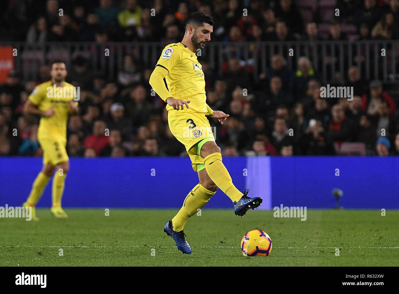 BARCELONA, 2-12-2018. LaLiga 2018/ 2019, date 14. Barcelona-Villarreal. Alvaro Gonzalez of Villarreal during the game Barcelona-Villarreal Stock Photo