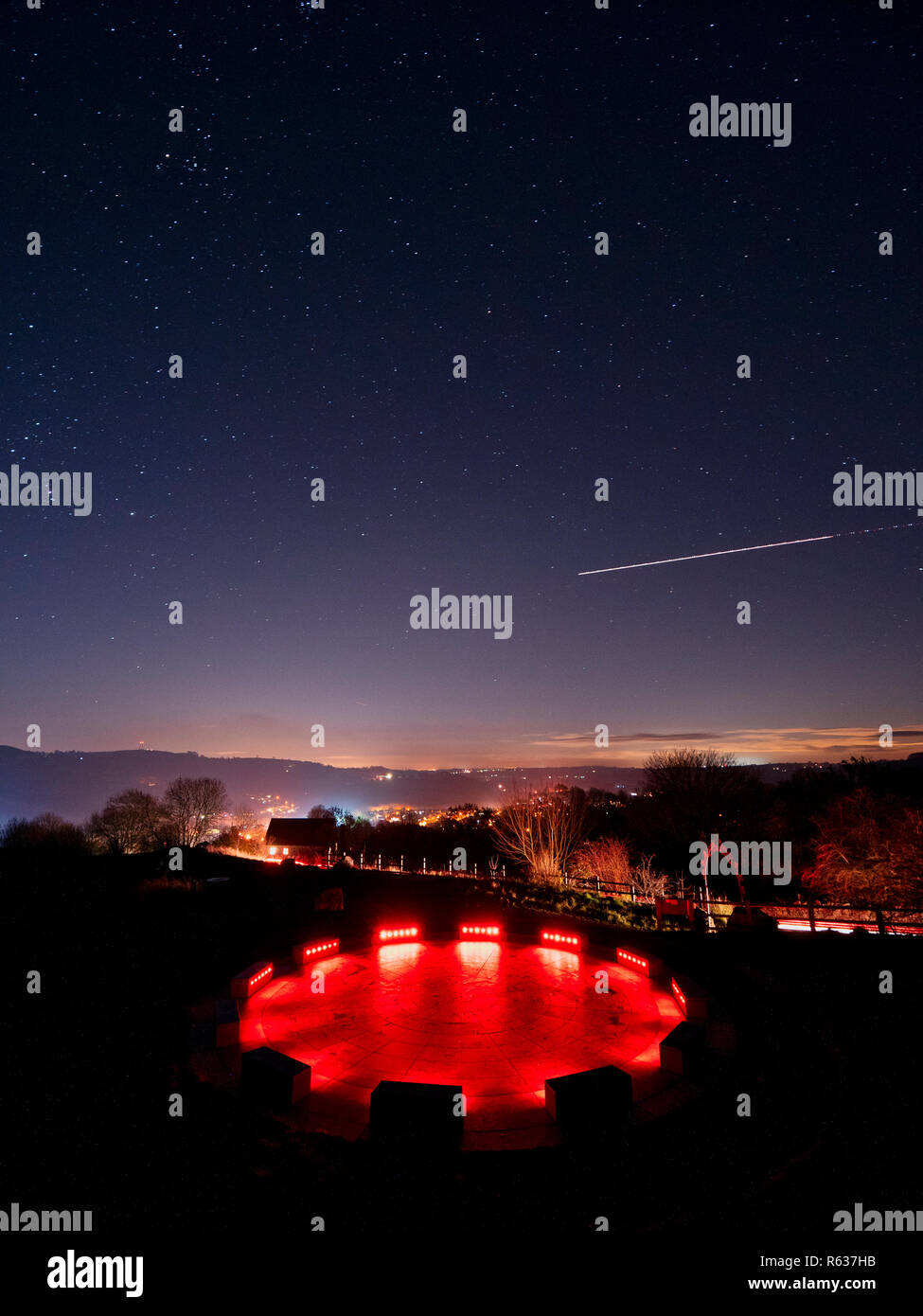 Wirksworth, UK. 03rd Dec, 2018. UK Weather: clear cold starry night at the star disc above Wirksworth in the Derbyshire Dales, Peak District National Park Credit: Doug Blane/Alamy Live News Stock Photo